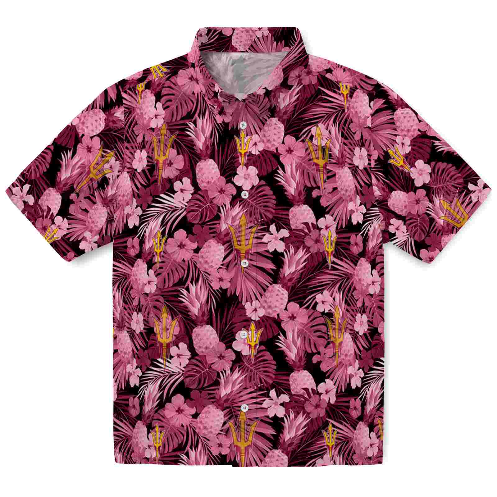 Keptsake Arizona State Sun Devils Floral Pineapple Maroon Premium Hawaiian Shirt