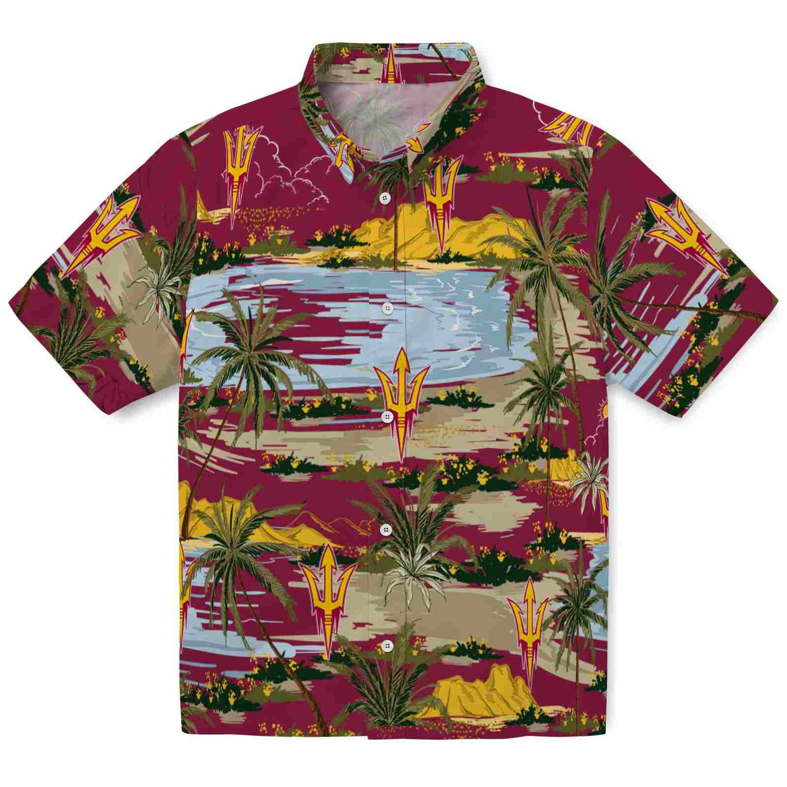 Keptsake Arizona State Sun Devils Palm Horizon Maroon Premium Hawaiian Shirt