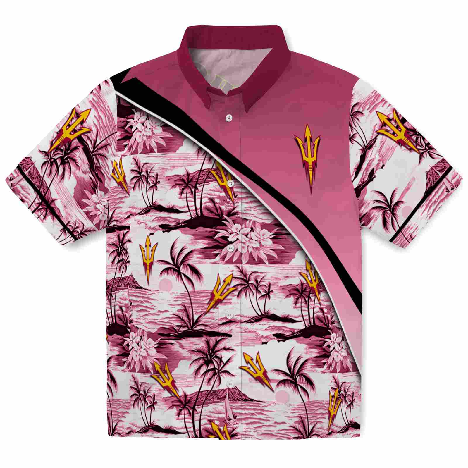 Keptsake Arizona State Sun Devils Sunset Palms Maroon White Premium Hawaiian Shirt