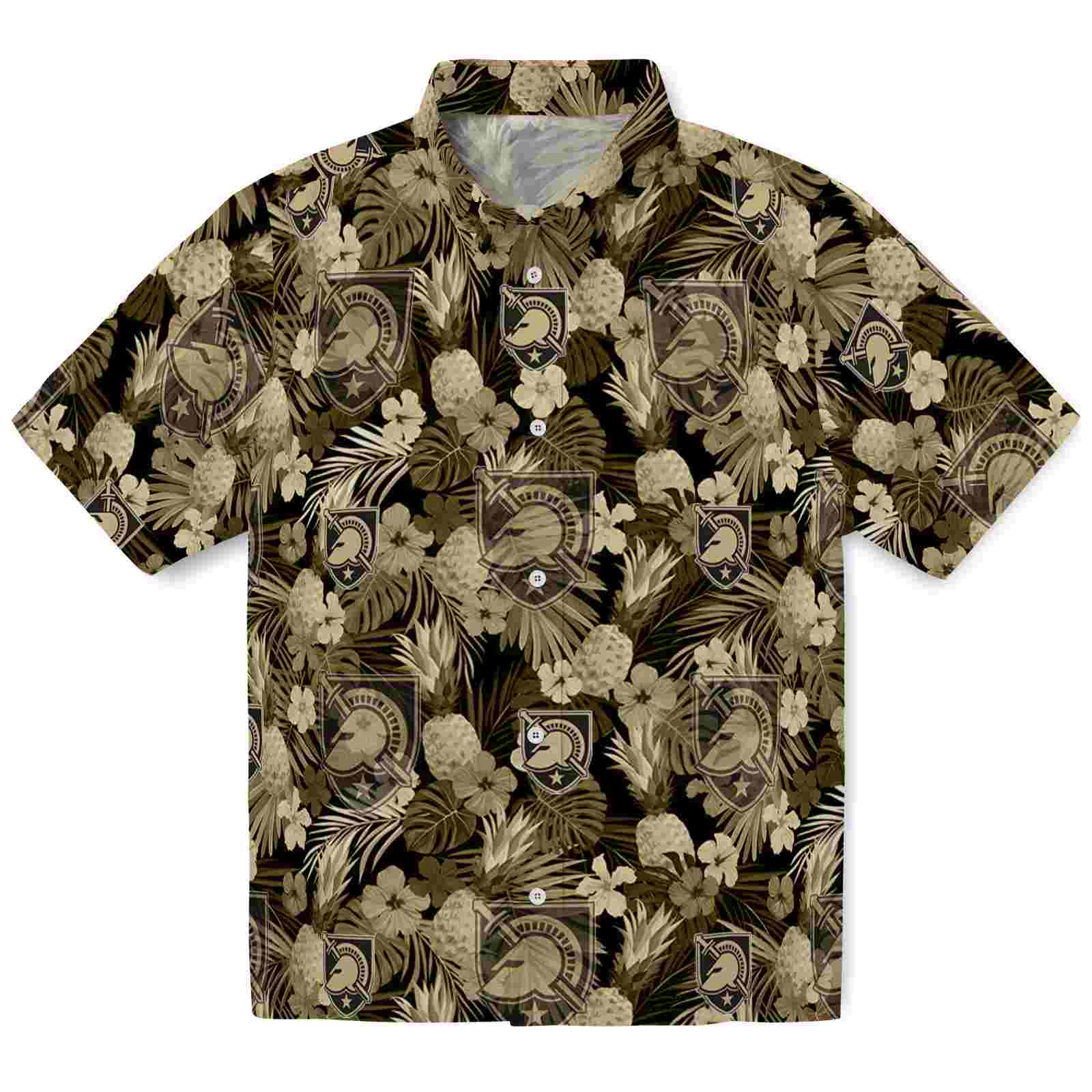 Keptsake Army Black Knights Floral Pineapple Gold Premium Hawaiian Shirt