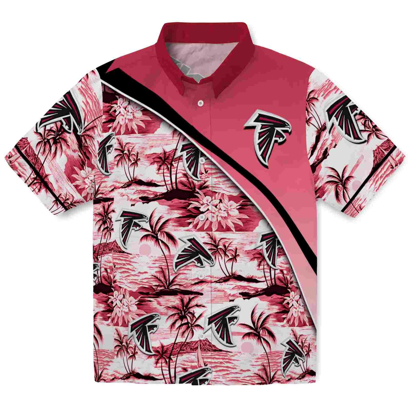 Keptsake Atlanta Falcons Sunset Palms Red White Premium Hawaiian Shirt