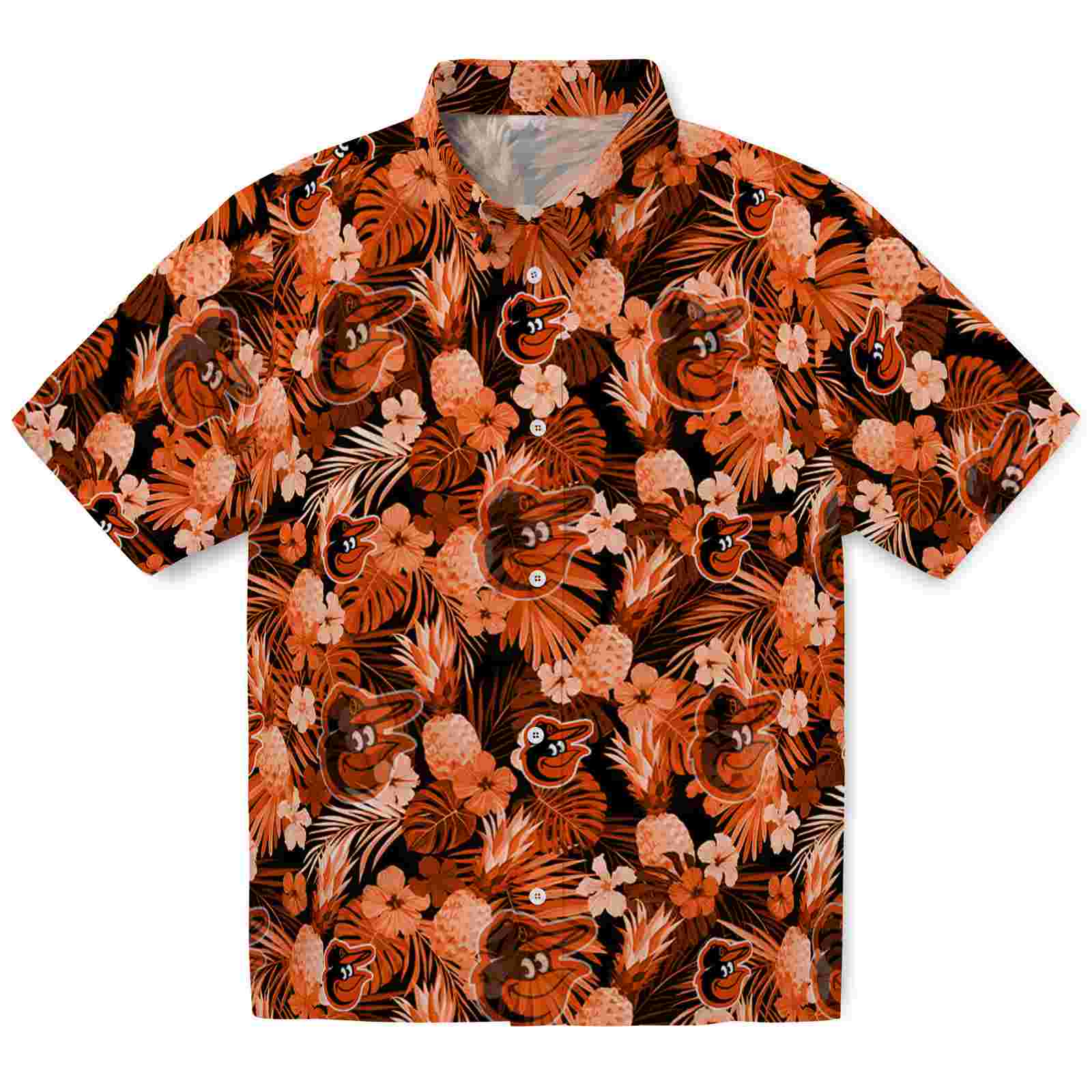 Keptsake Baltimore Orioles Floral Pineapple Orange Premium Hawaiian Shirt