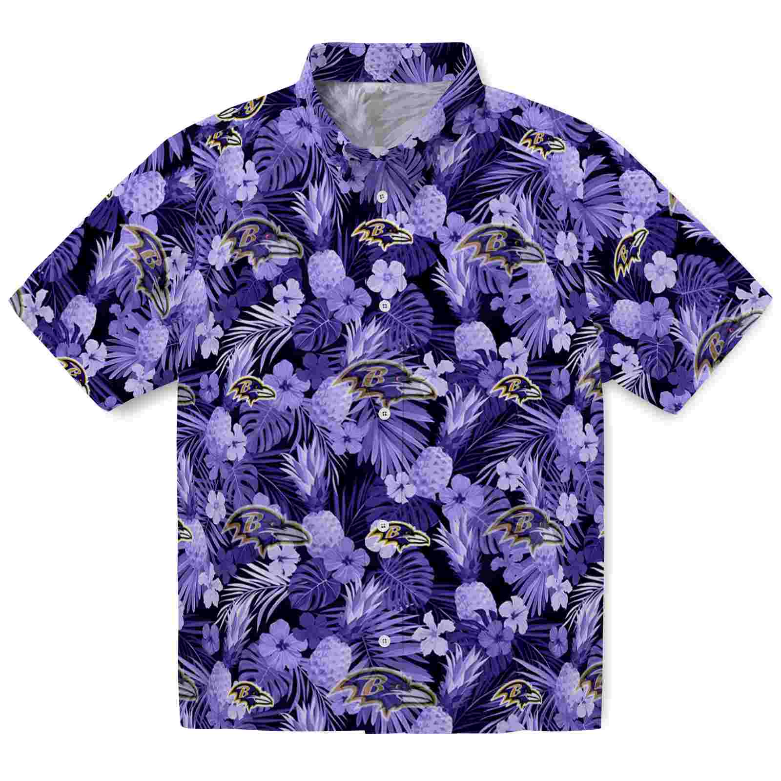 Keptsake Baltimore Ravens Floral Pineapple Purple Premium Hawaiian Shirt