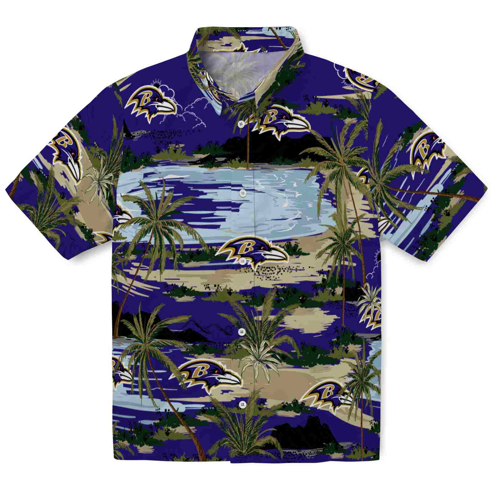 Keptsake Baltimore Ravens Palm Horizon Purple Premium Hawaiian Shirt