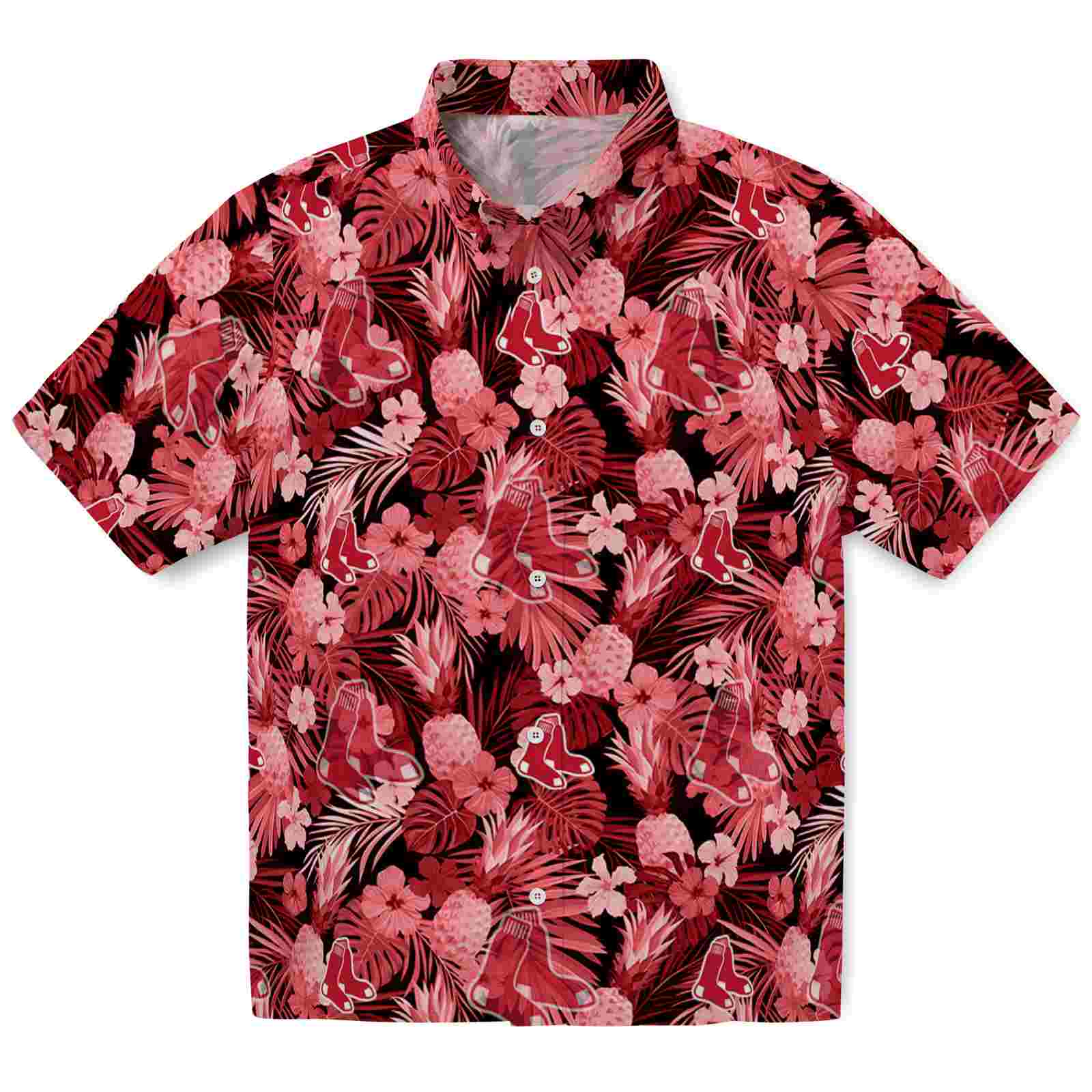 Keptsake Boston Red Sox Floral Pineapple Red Premium Hawaiian Shirt