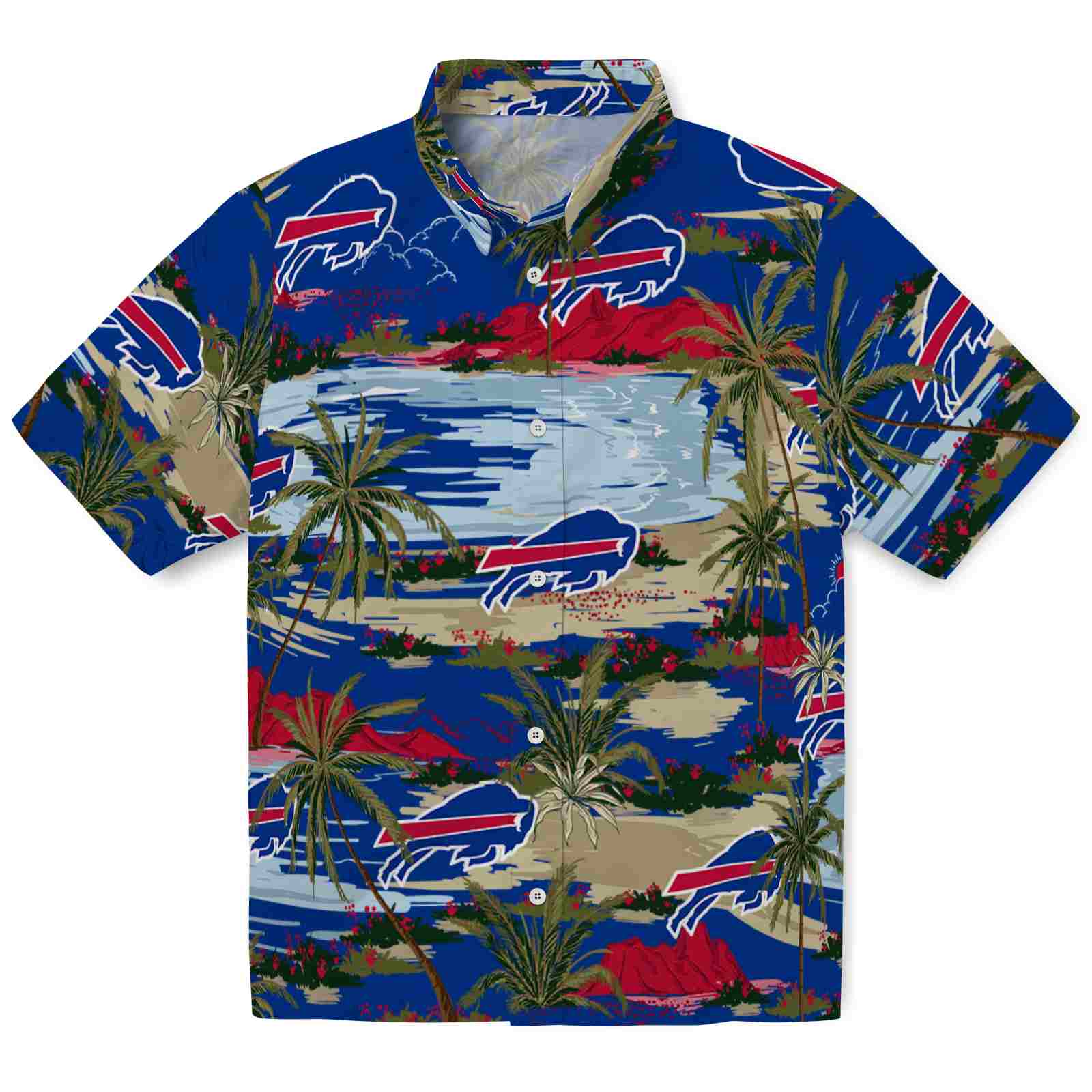 Keptsake Buffalo Bills Palm Horizon Blue Premium Hawaiian Shirt