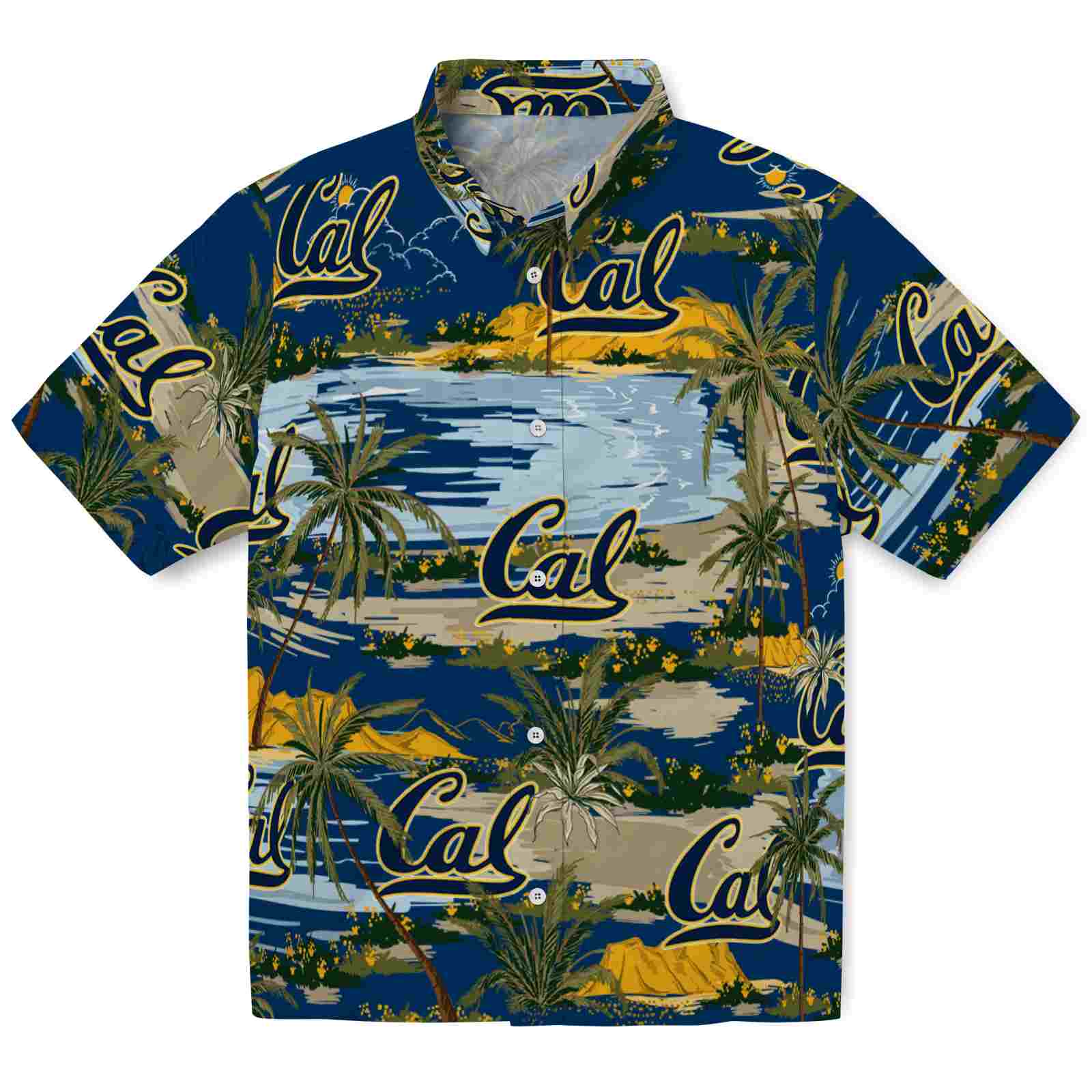 Keptsake California Golden Bears Palm Horizon Blue Premium Hawaiian Shirt