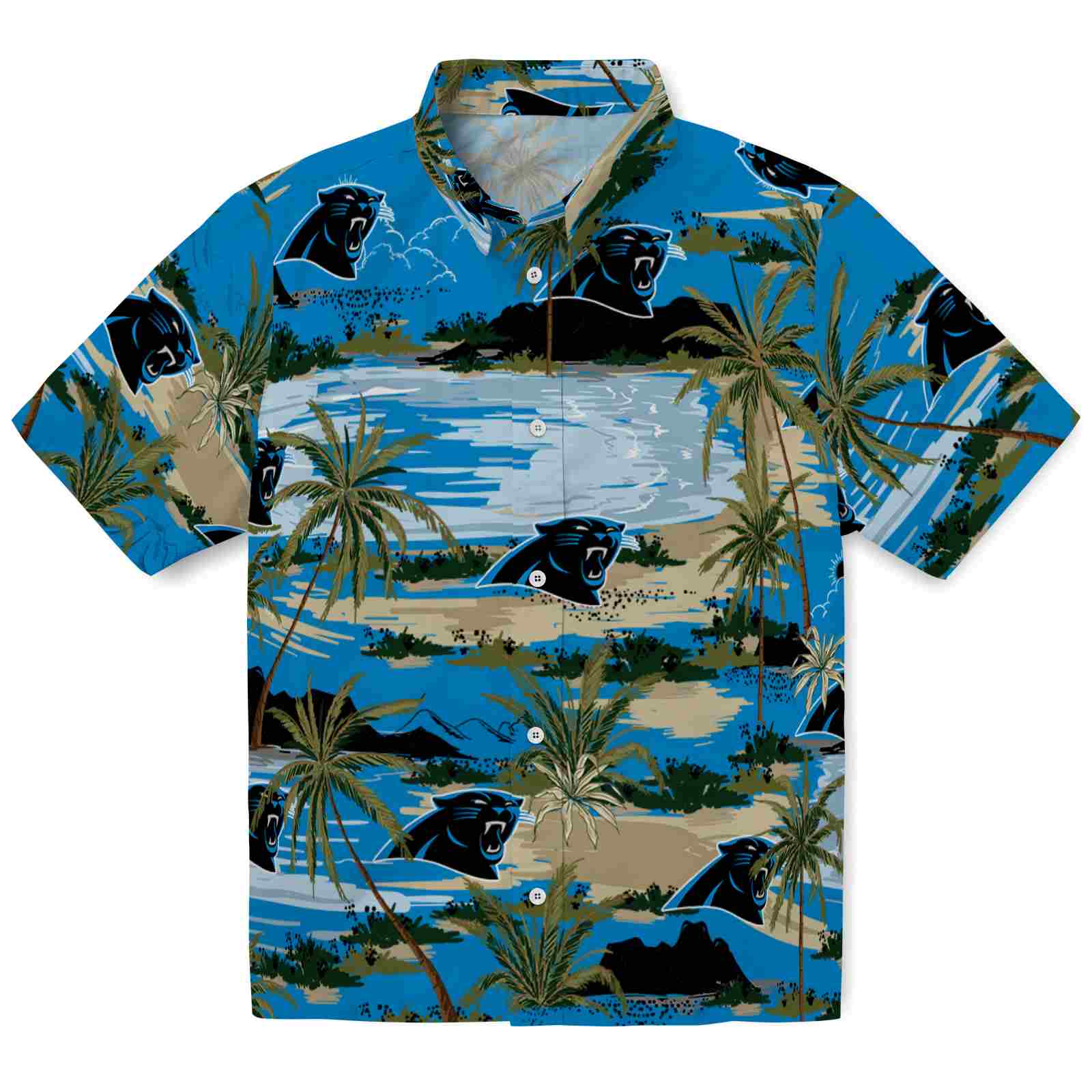 Keptsake Carolina Panthers Palm Horizon Blue Premium Hawaiian Shirt