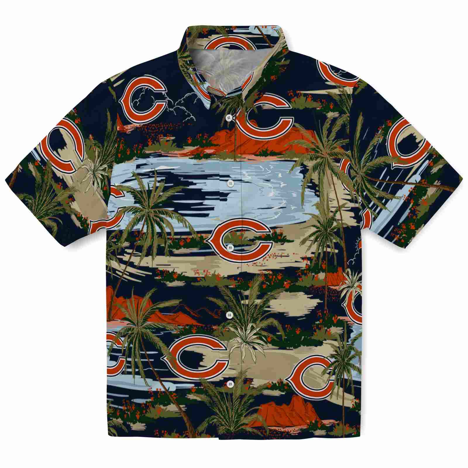 Keptsake Chicago Bears Palm Horizon Blue Premium Hawaiian Shirt
