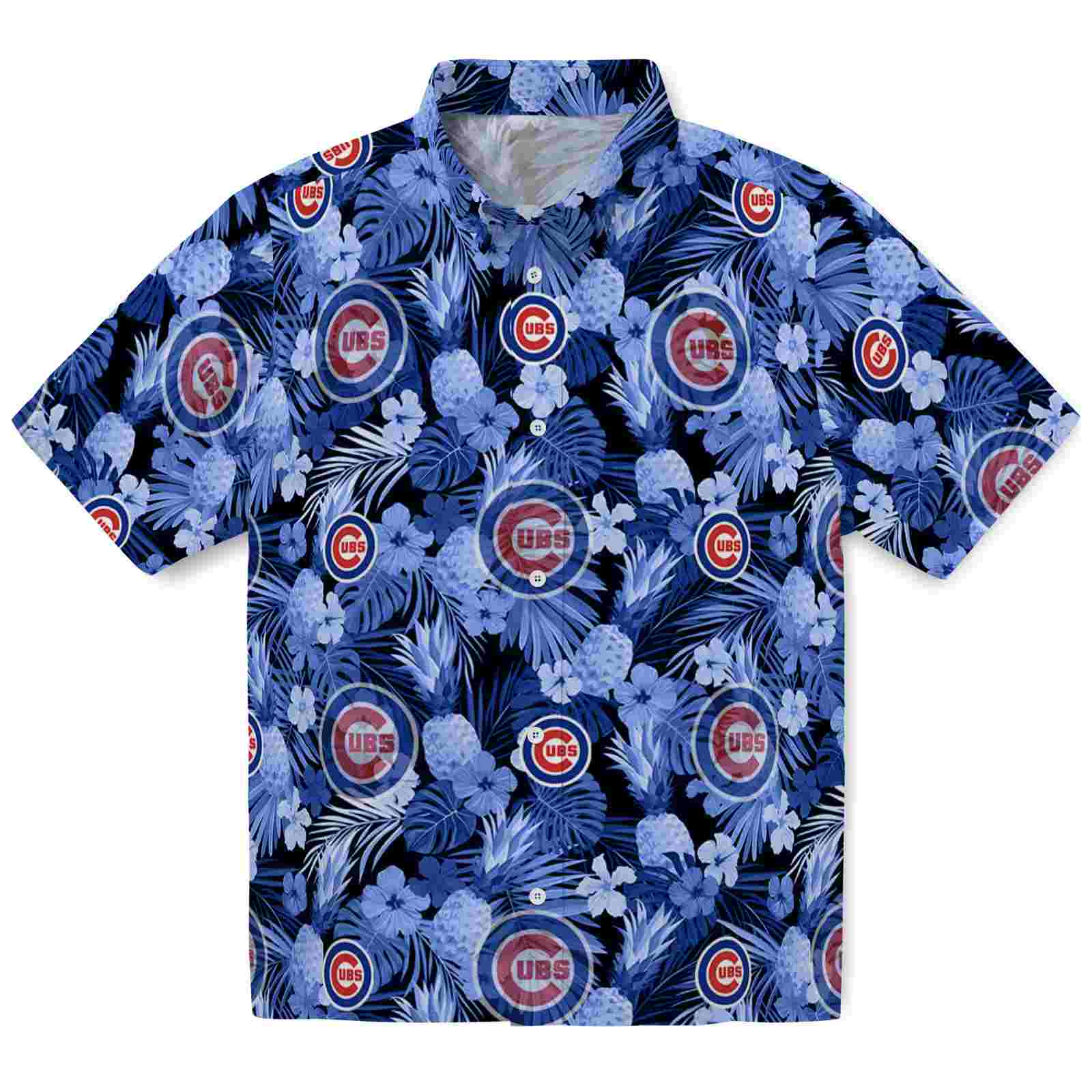Keptsake Chicago Cubs Floral Pineapple Blue Premium Hawaiian Shirt