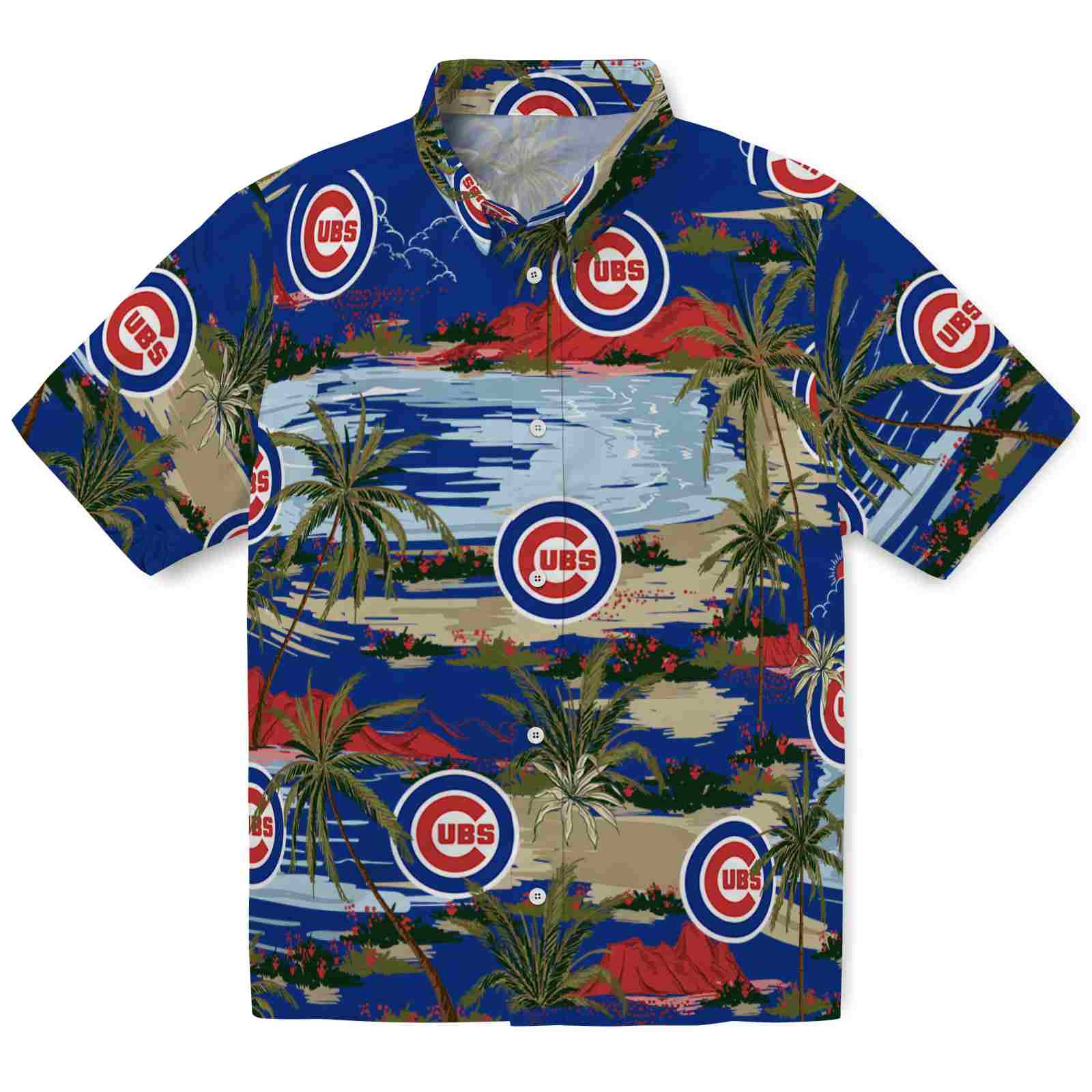 Keptsake Chicago Cubs Palm Horizon Blue Premium Hawaiian Shirt