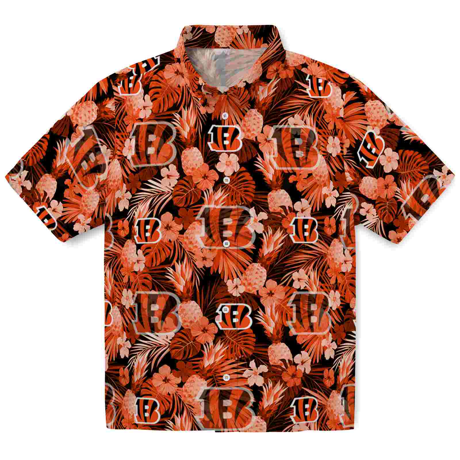 Keptsake Cincinnati Bengals Floral Pineapple Orange Premium Hawaiian Shirt