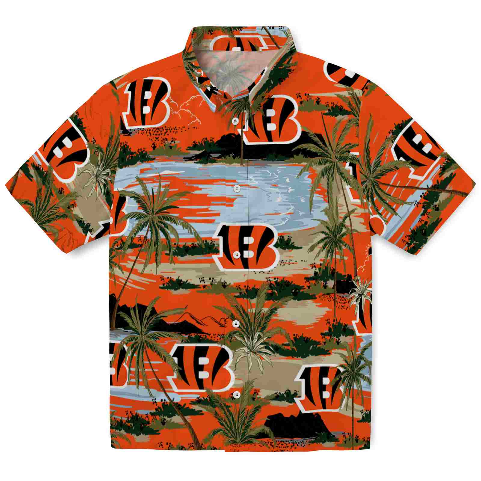 Keptsake Cincinnati Bengals Palm Horizon Orange Premium Hawaiian Shirt