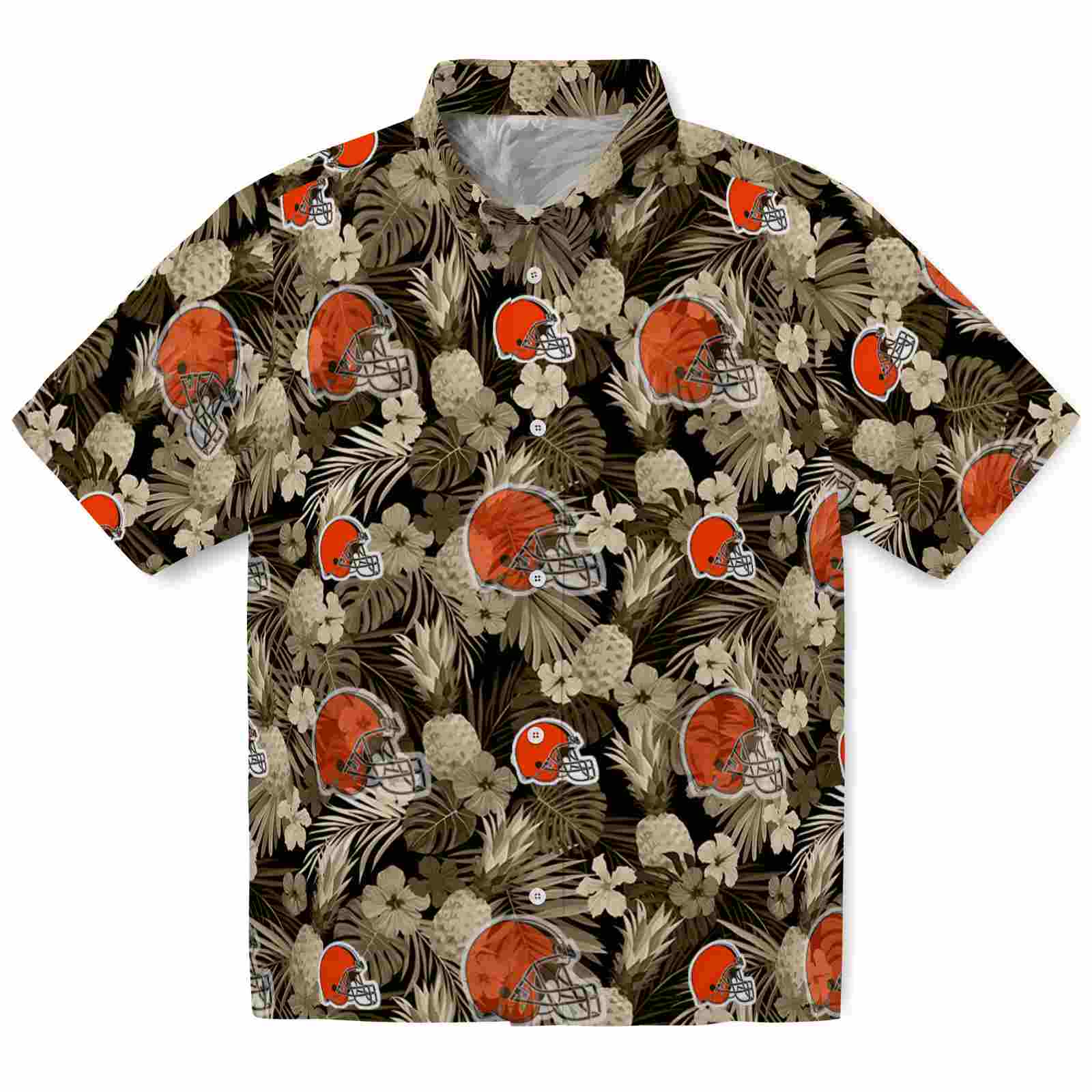 Keptsake Cleveland Browns Floral Pineapple Brown Premium Hawaiian Shirt