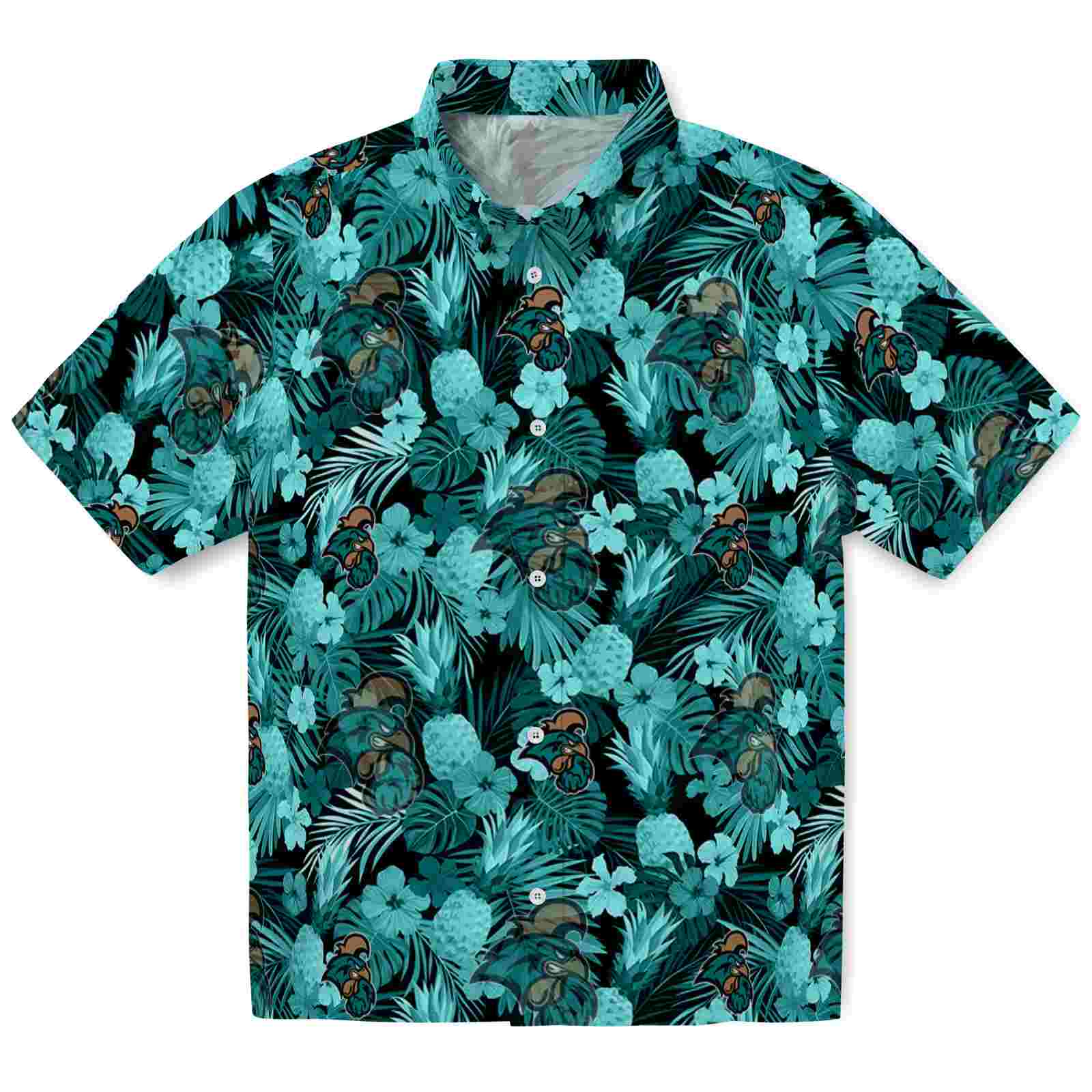 Keptsake Coastal Carolina Chanticleers Floral Pineapple Green Premium Hawaiian Shirt