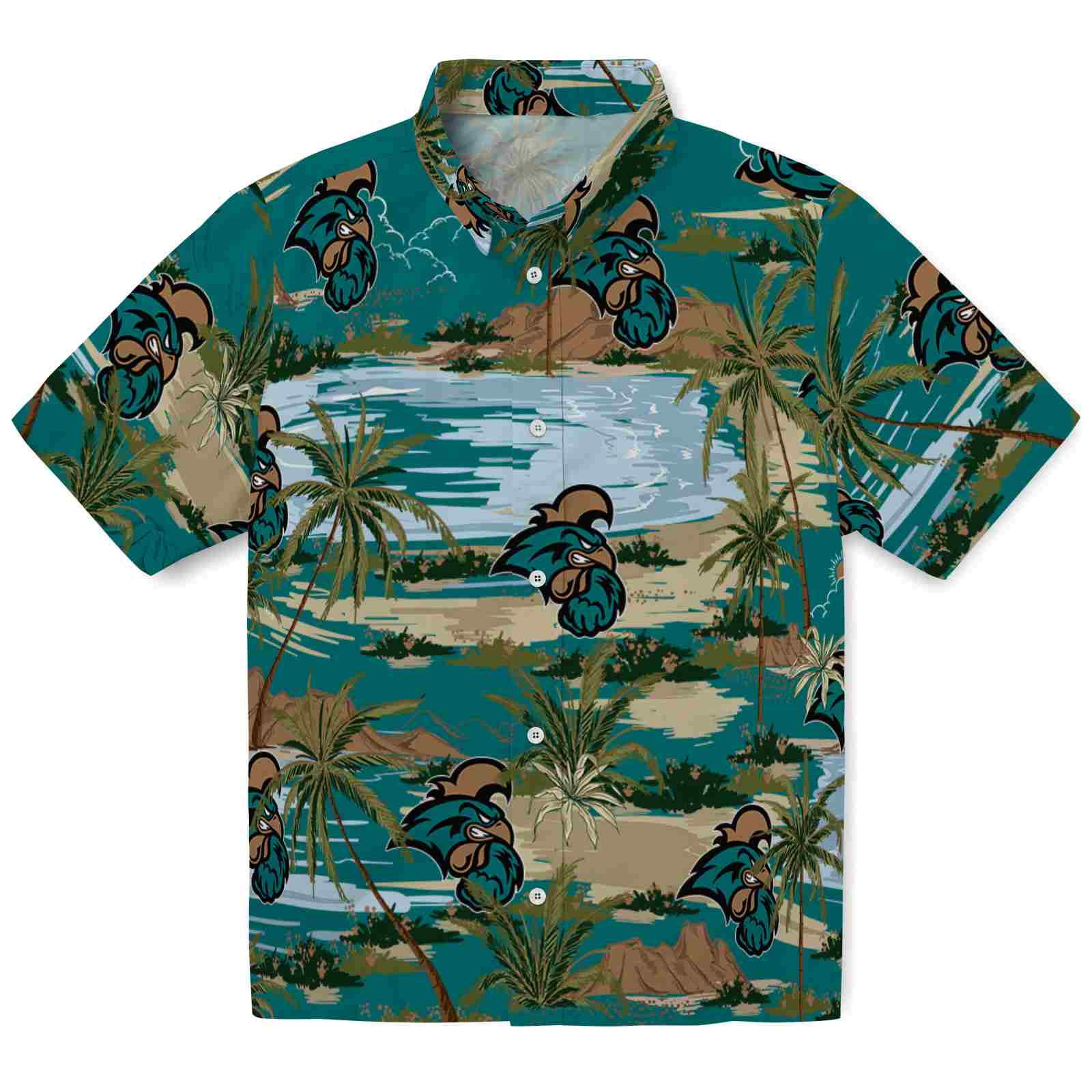 Keptsake Coastal Carolina Chanticleers Palm Horizon Green Premium Hawaiian Shirt