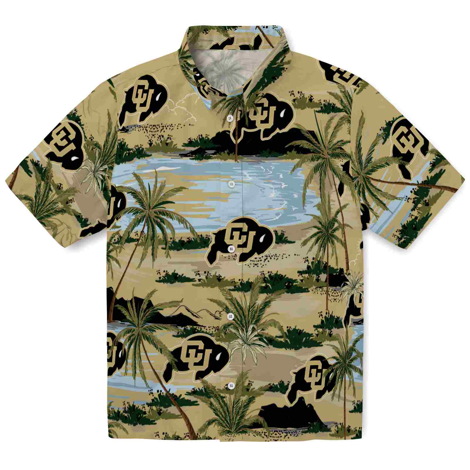 Keptsake Colorado Buffaloes Palm Horizon Gold Premium Hawaiian Shirt