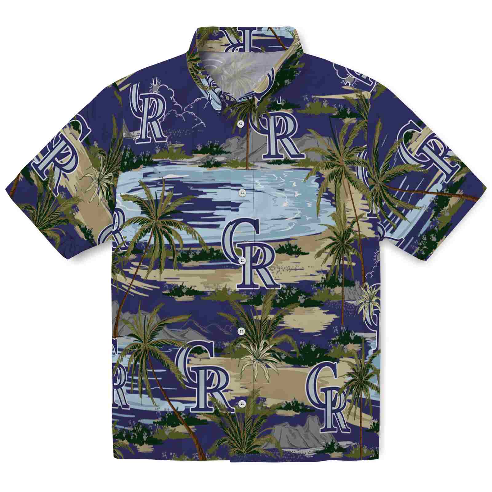 Keptsake Colorado Rockies Palm Horizon Blue Premium Hawaiian Shirt