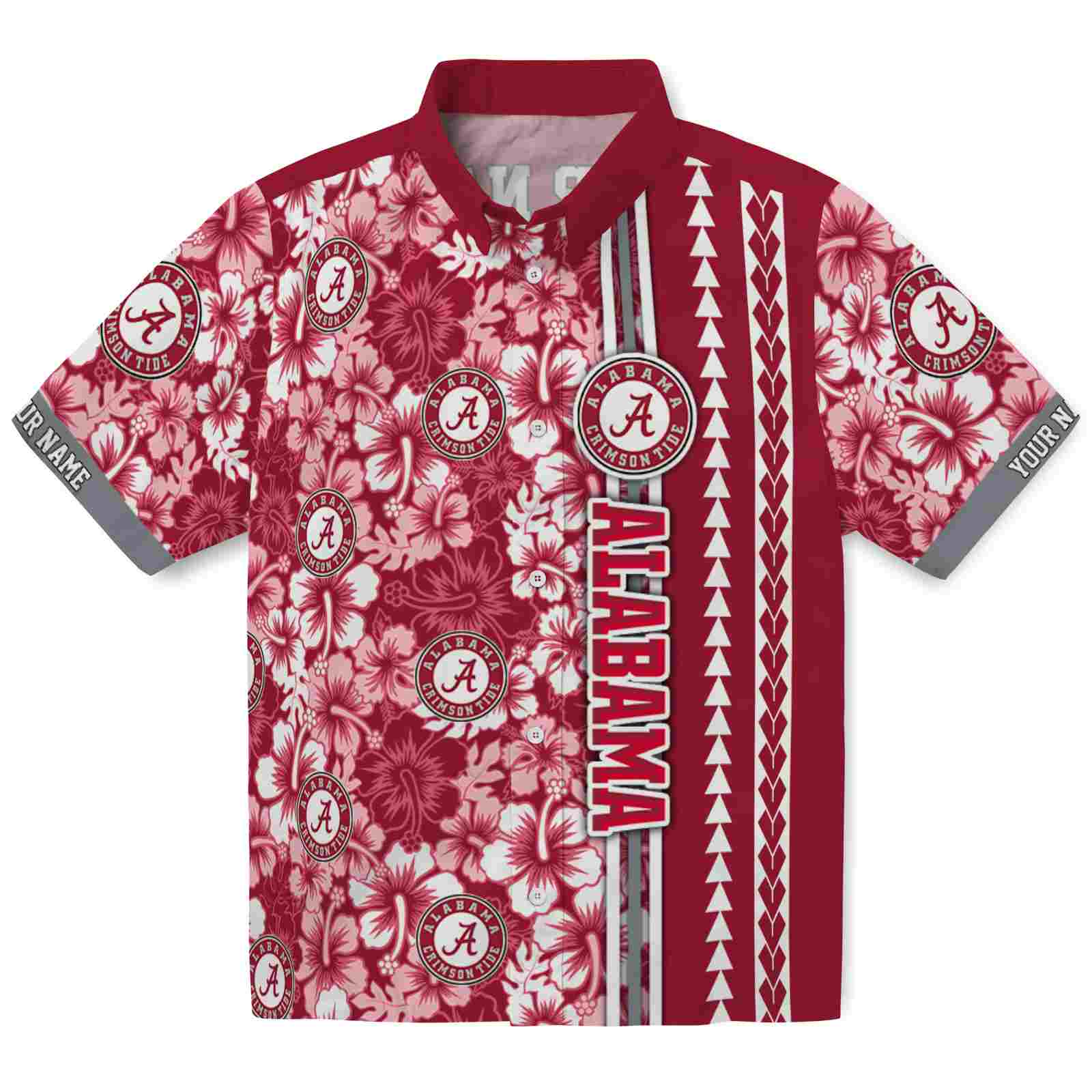Keptsake Custom Alabama Crimson Tide Hibiscus Arrows Crimson White Premium Hawaiian Shirt