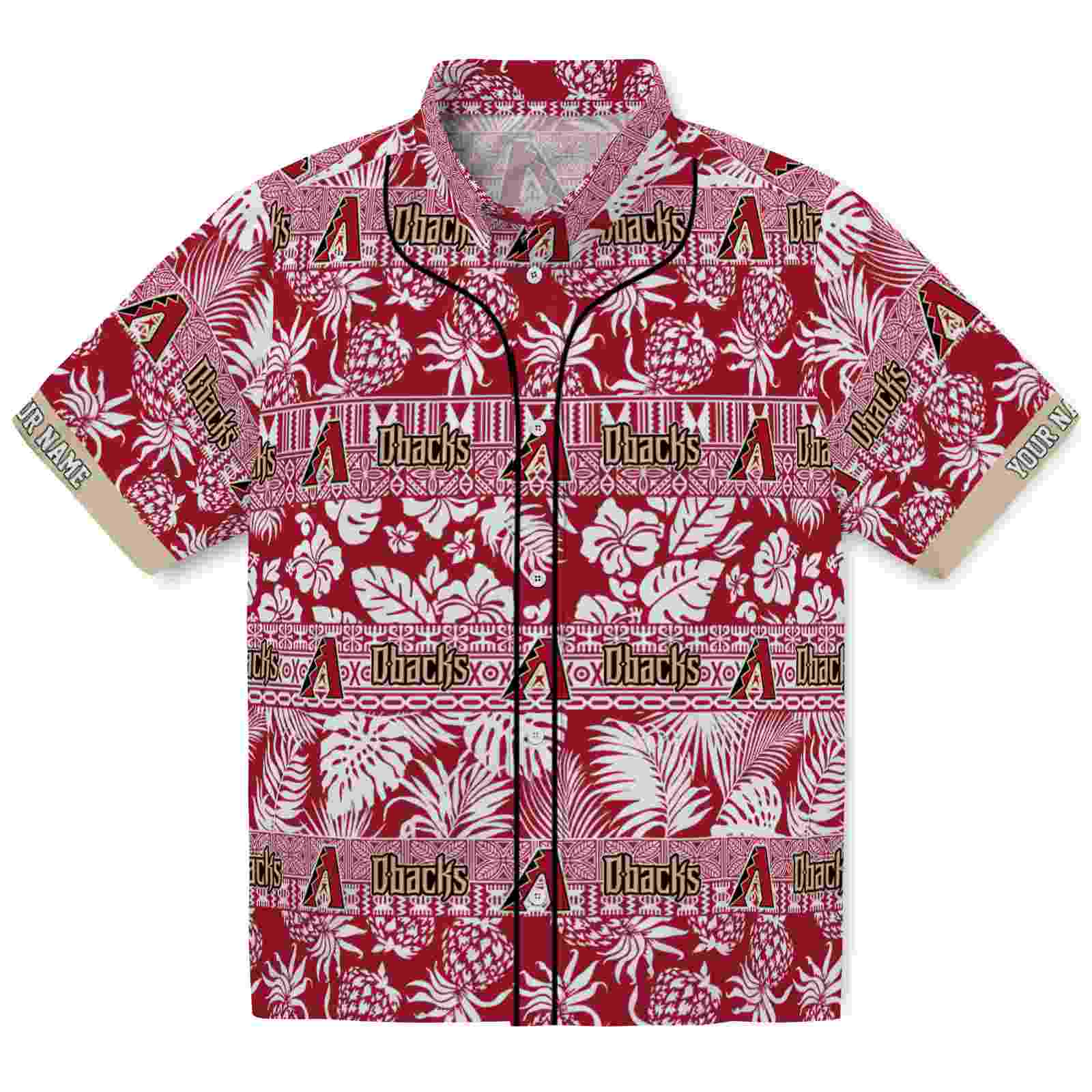 Keptsake Custom Arizona Diamondbacks Tribal Stripes Red White Premium Hawaiian Shirt