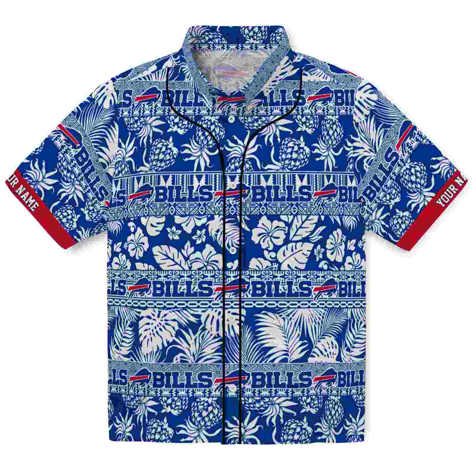 Keptsake Custom Buffalo Bills Tribal Stripes Blue White Premium Hawaiian Shirt