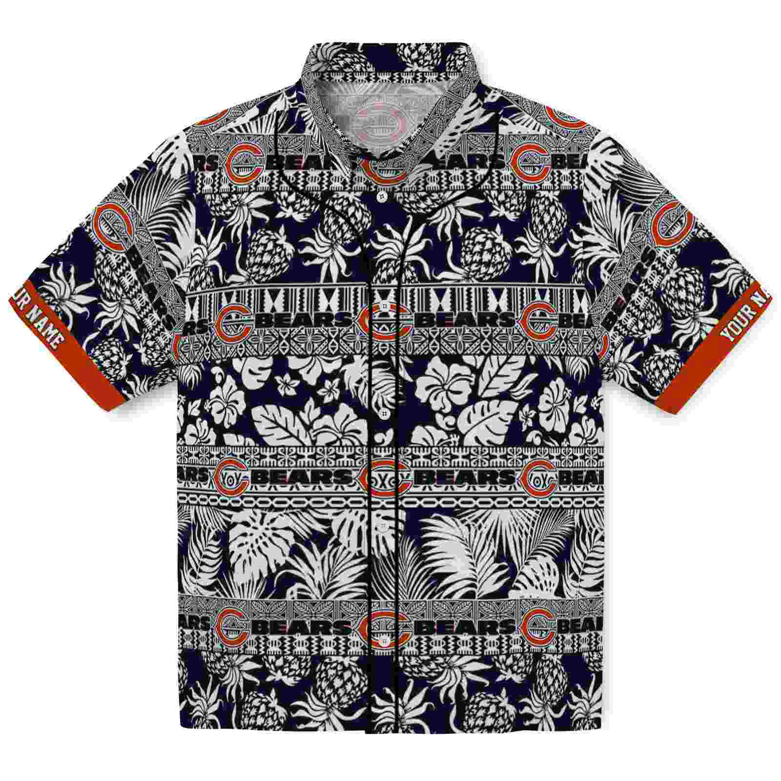 Keptsake Custom Chicago Bears Tribal Stripes Blue White Premium Hawaiian Shirt