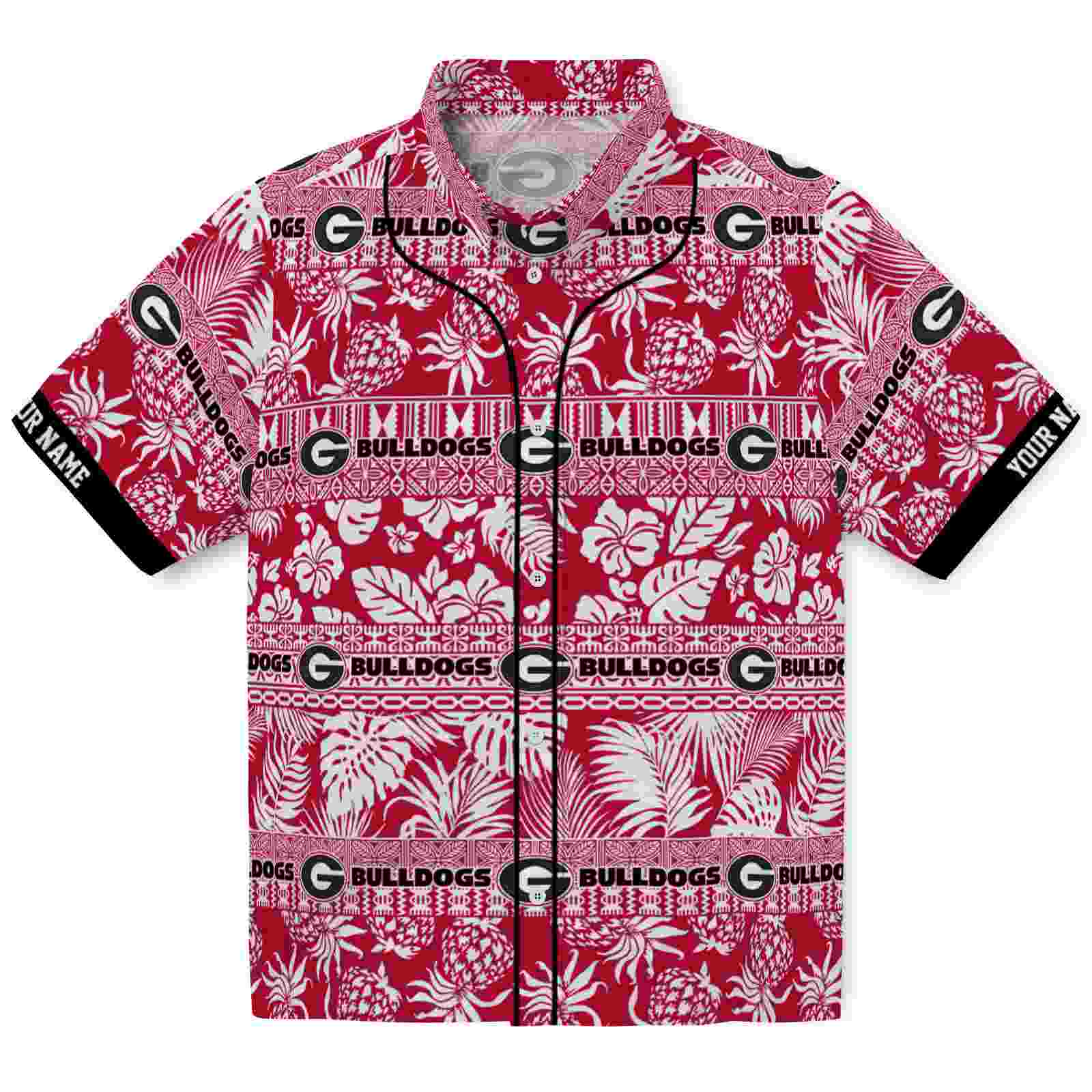 Keptsake Custom Georgia Bulldogs Tribal Stripes Red White Premium Hawaiian Shirt