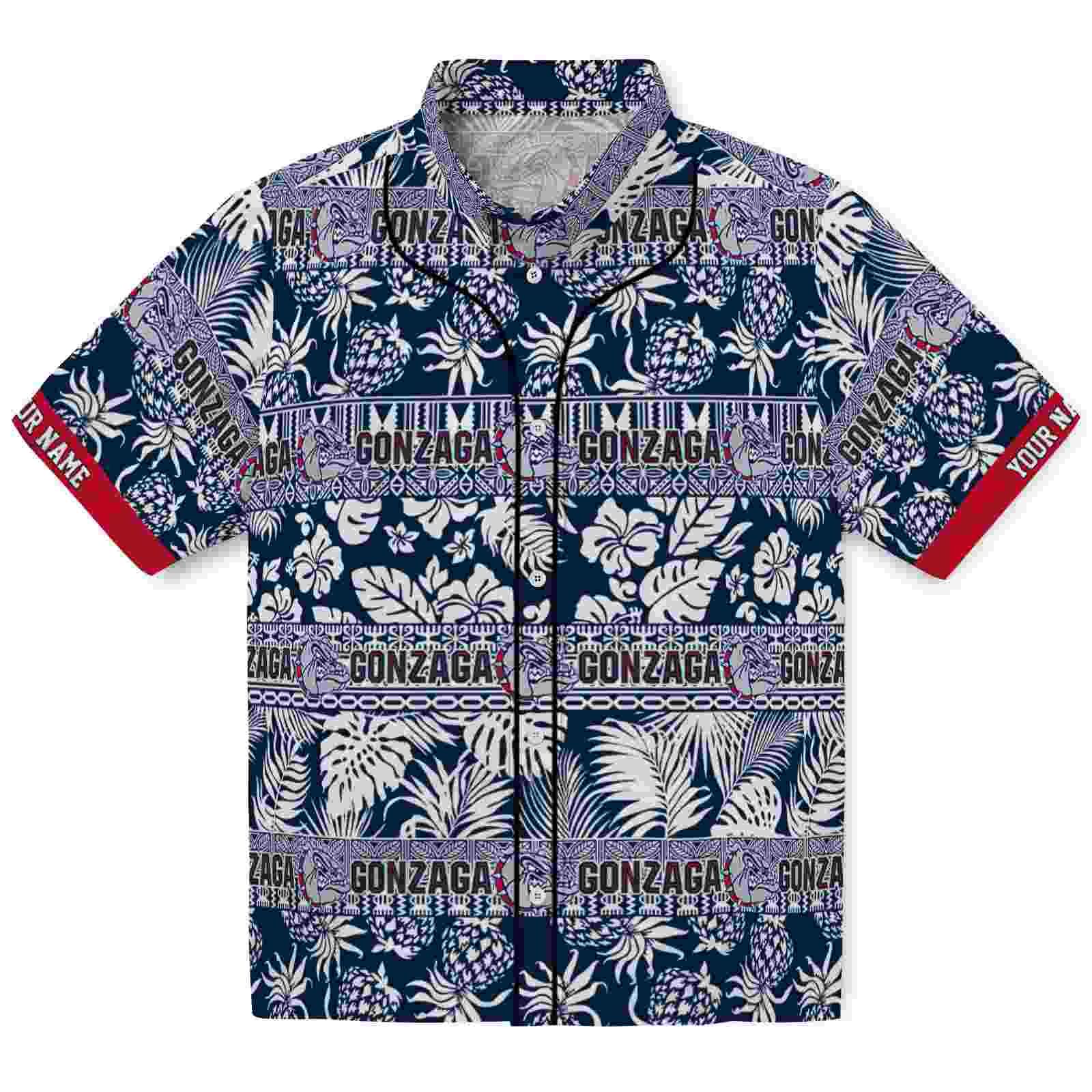 Keptsake Custom Gonzaga Bulldogs Tribal Stripes Blue White Premium Hawaiian Shirt