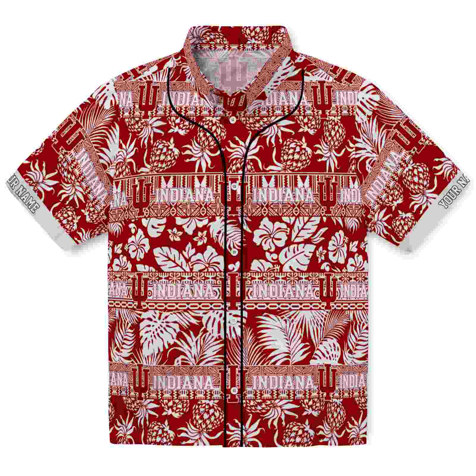 Keptsake Custom Indiana Hoosiers Tribal Stripes Red White Premium Hawaiian Shirt