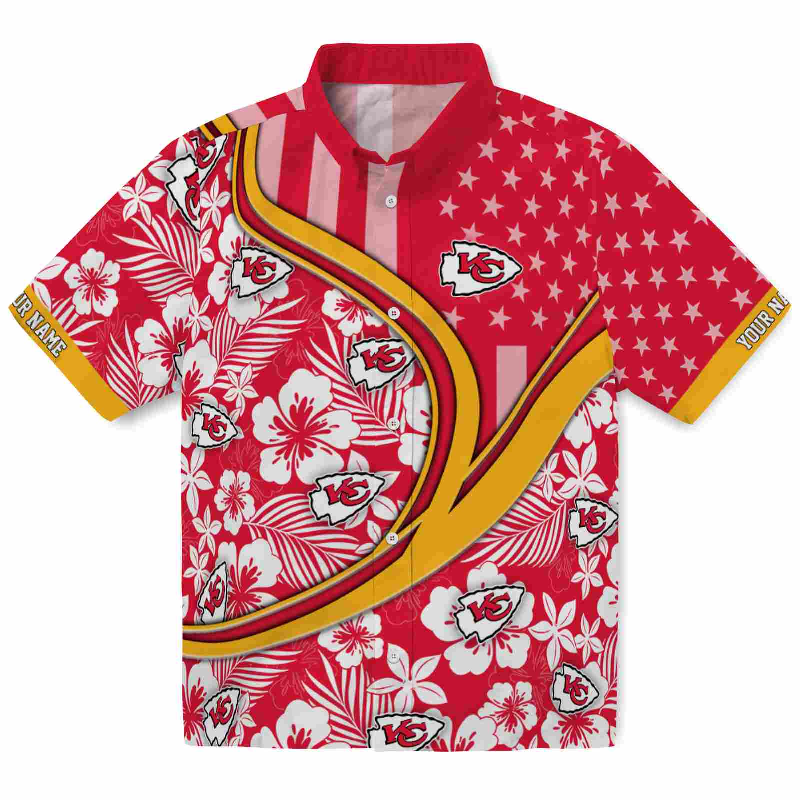 Keptsake Custom Kansas City Chiefs Floral Wave Red White Premium Hawaiian Shirt
