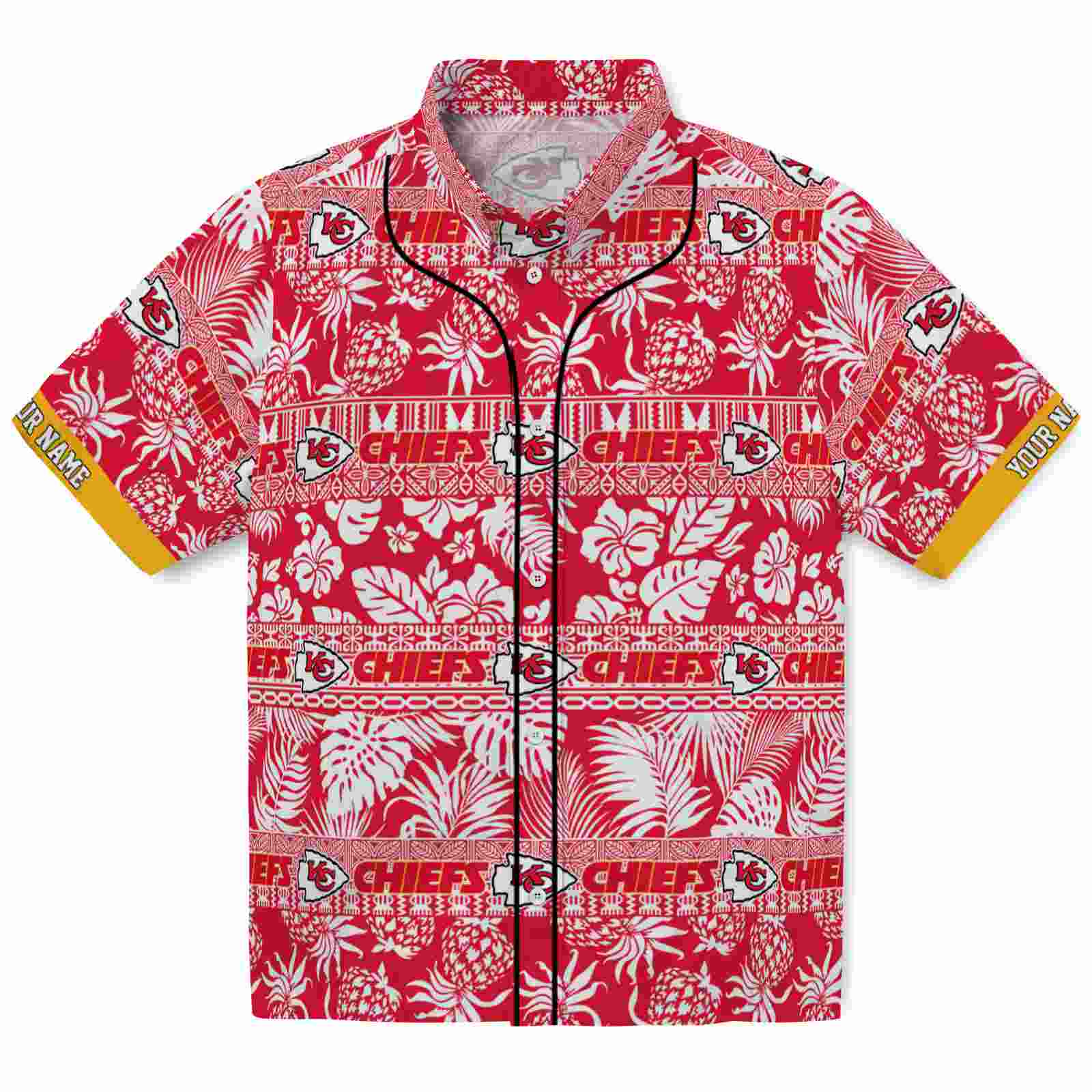 Keptsake Custom Kansas City Chiefs Tribal Stripes Red White Premium Hawaiian Shirt