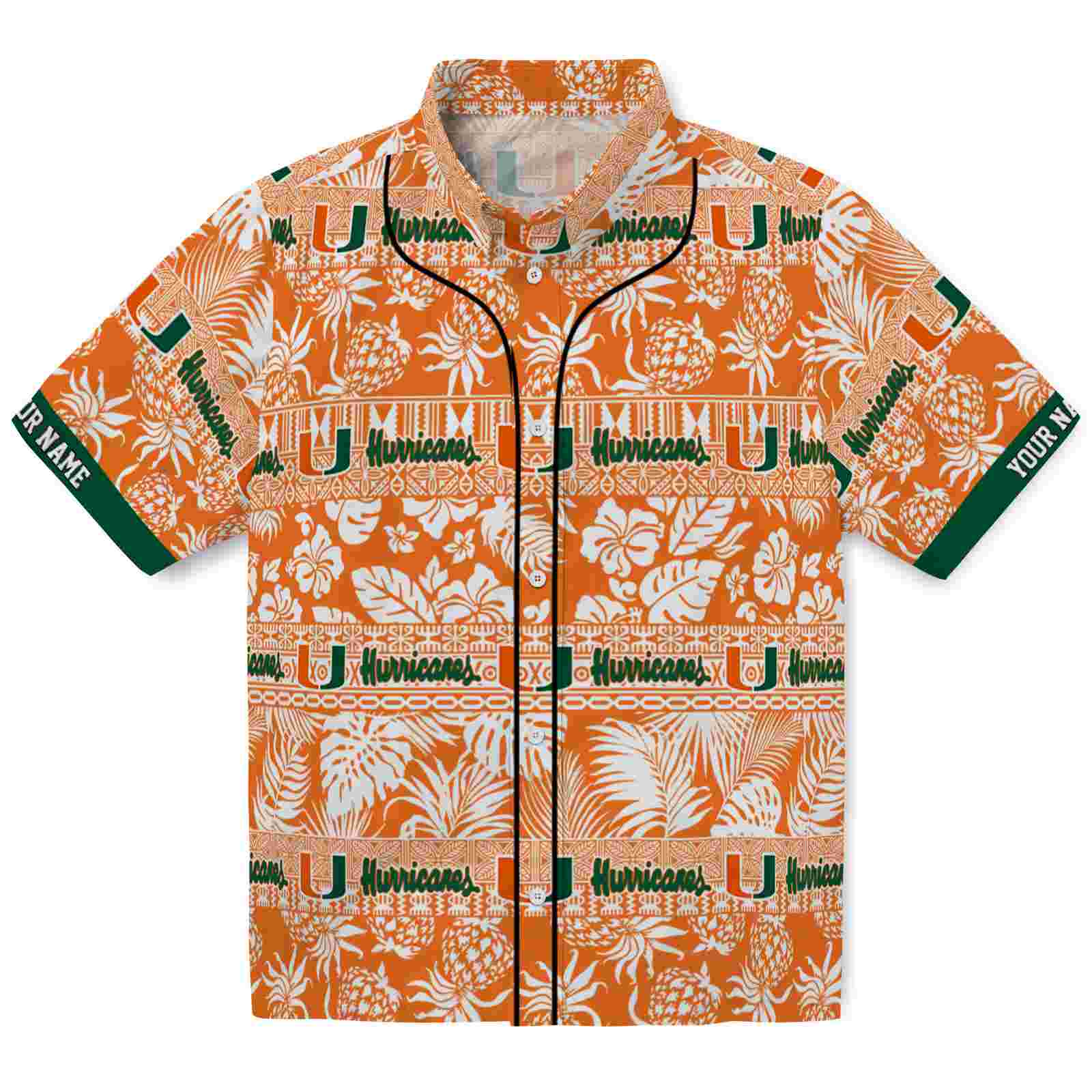 Keptsake Custom Miami Hurricanes Tribal Stripes Orange White Premium Hawaiian Shirt