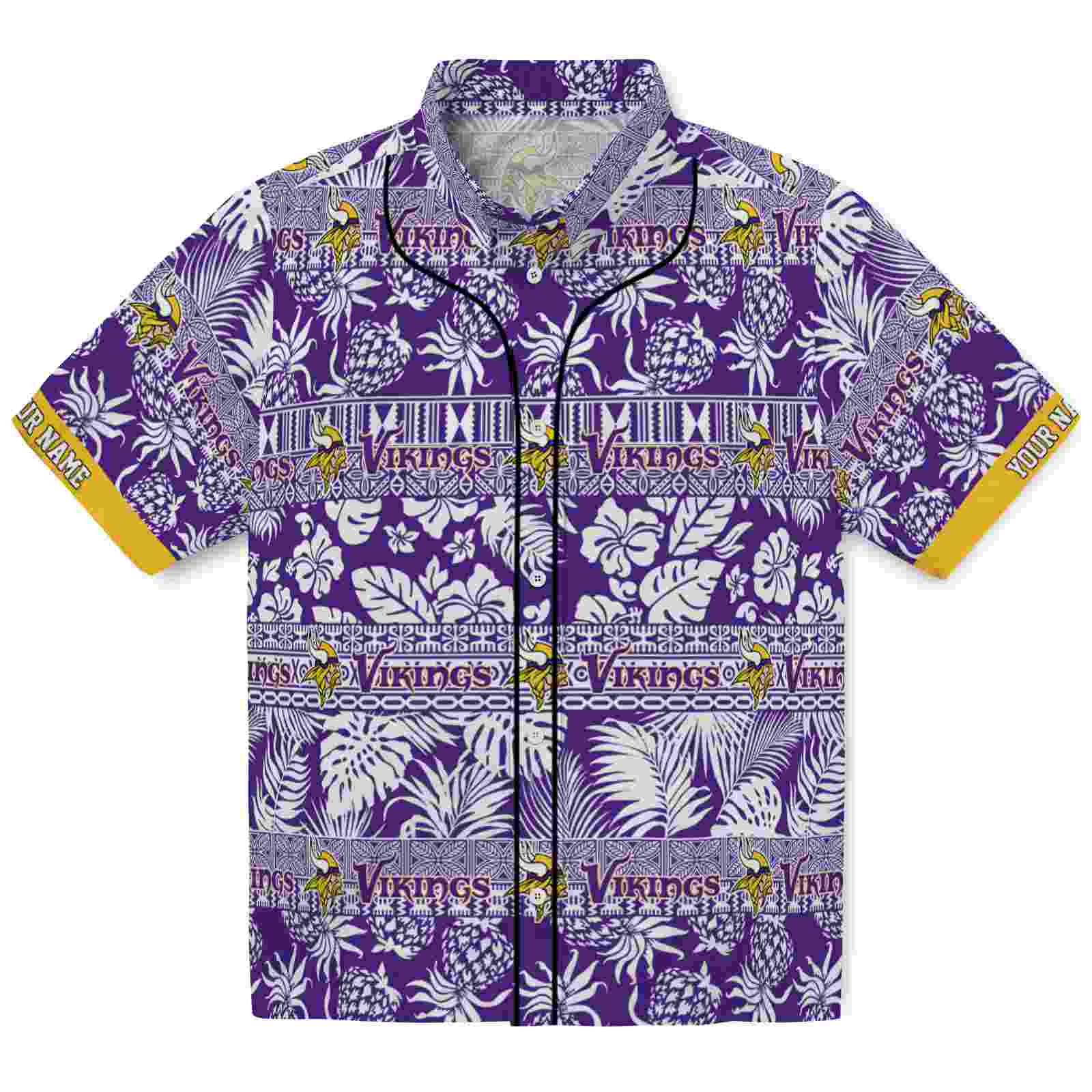 Keptsake Custom Minnesota Vikings Tribal Stripes Purple White Premium Hawaiian Shirt