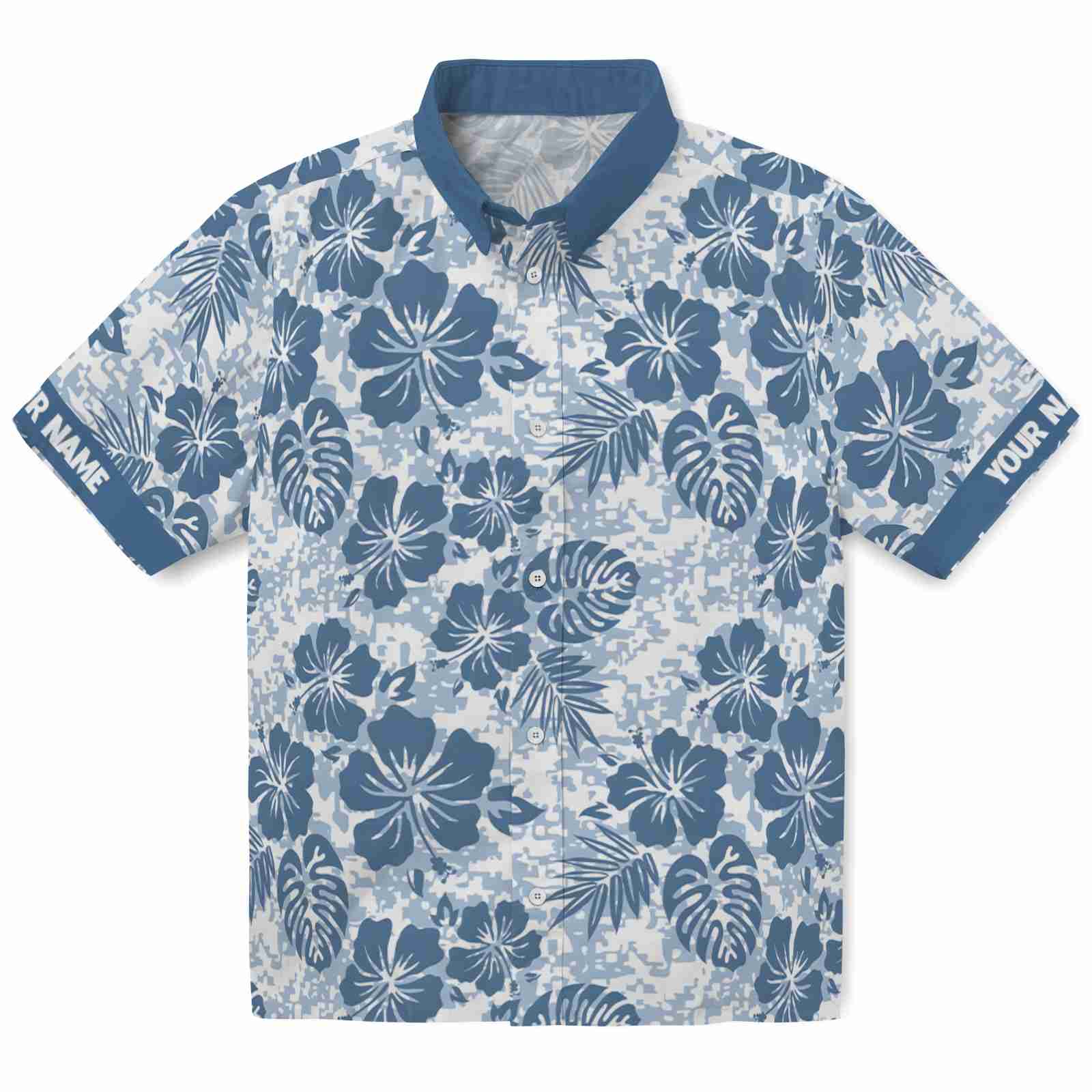 Keptsake Custom Name Blue Camo Premium Hawaiian Shirt
