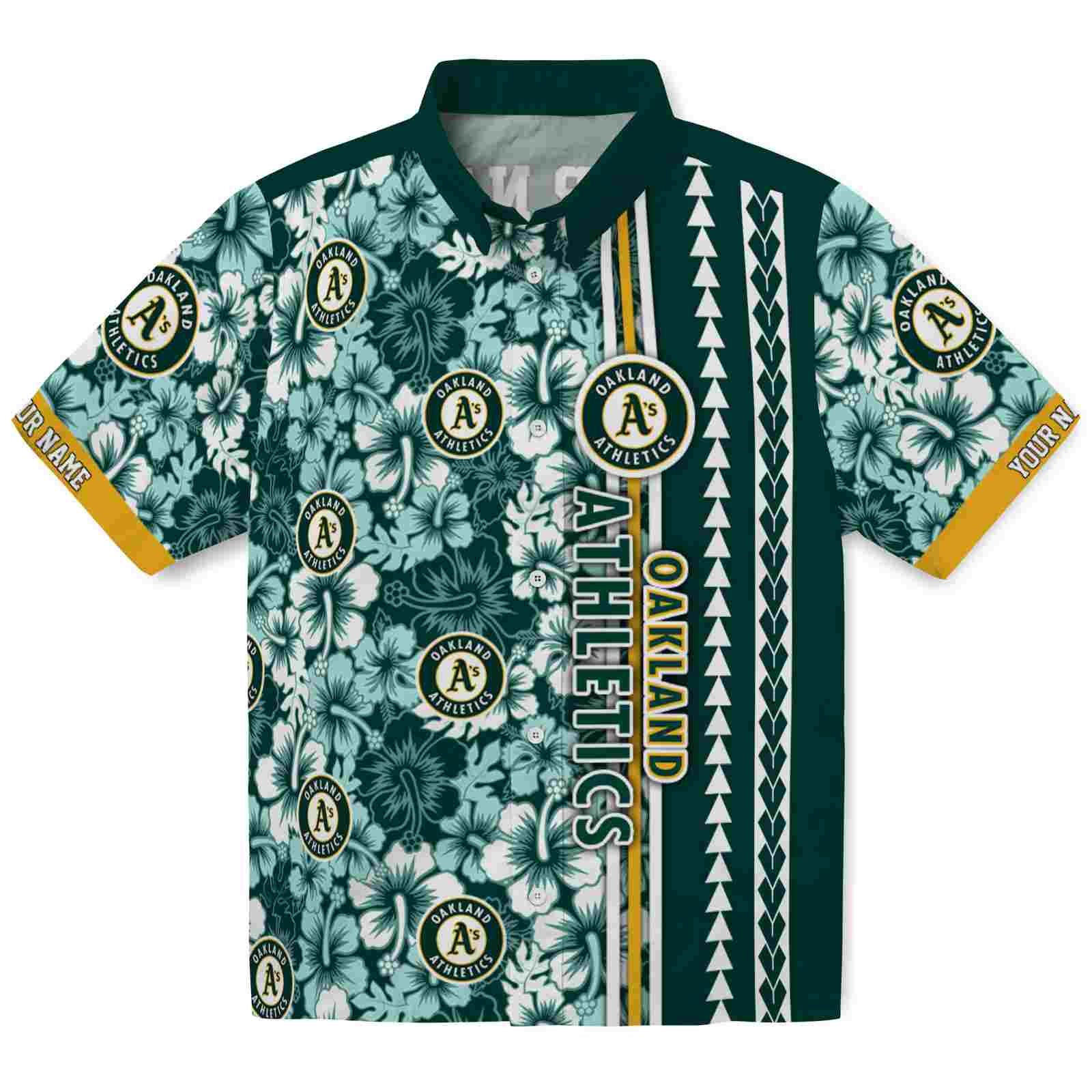 Keptsake Custom Oakland Athletics Hibiscus Arrows Green White Premium Hawaiian Shirt