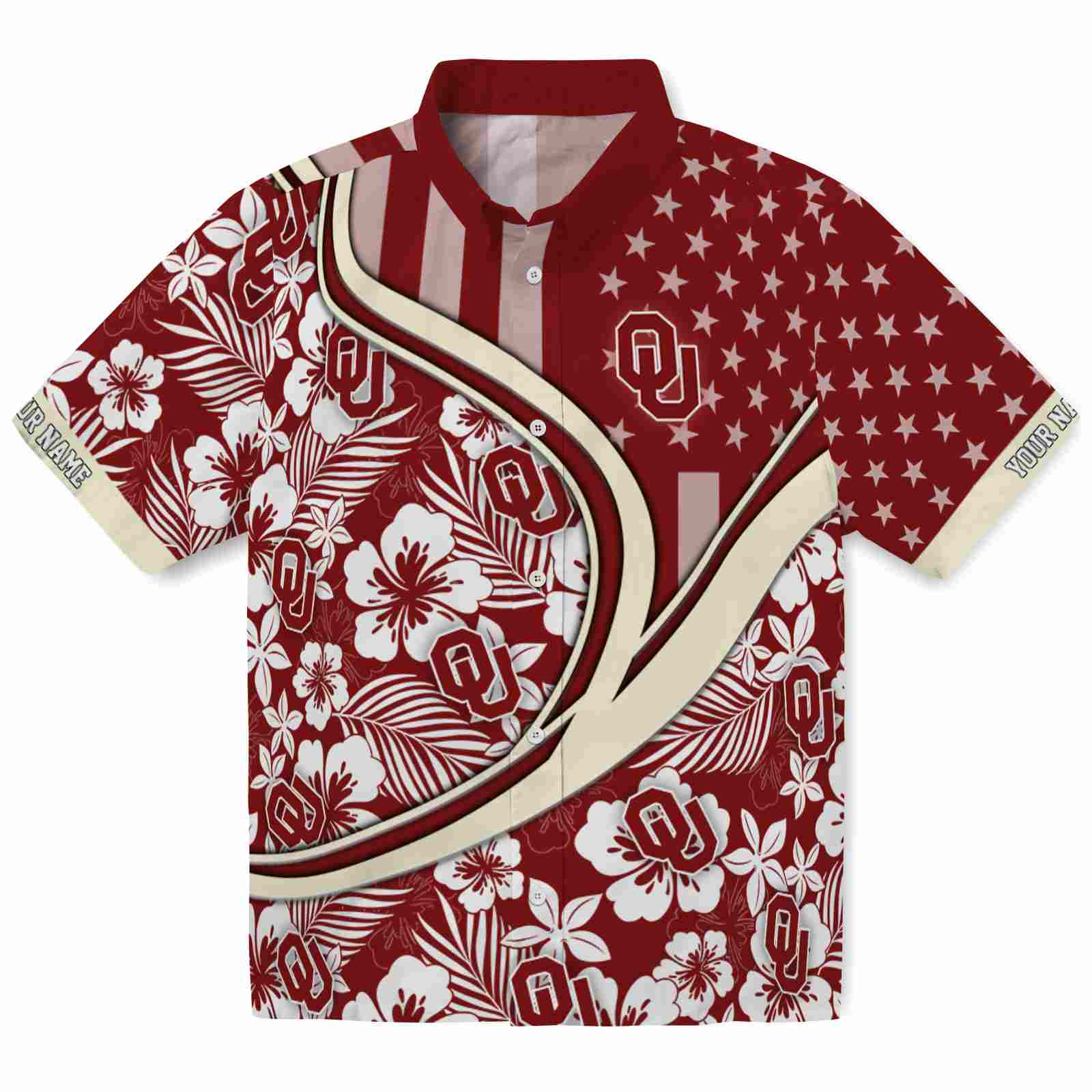 Keptsake Custom Oklahoma Sooners Floral Wave Crimson White Premium Hawaiian Shirt