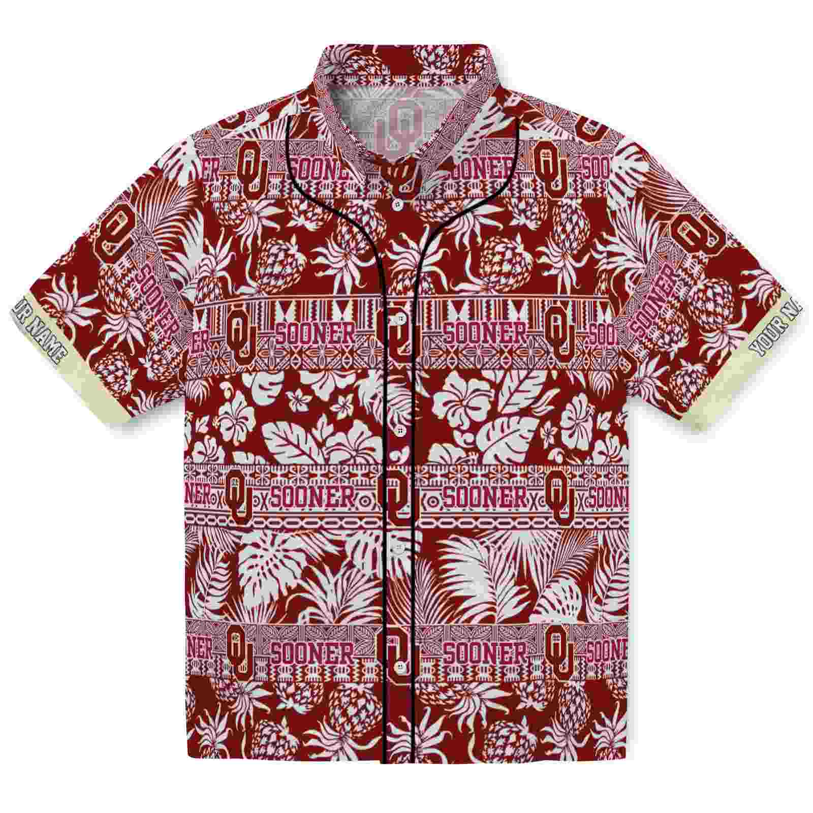 Keptsake Custom Oklahoma Sooners Tribal Stripes Crimson White Premium Hawaiian Shirt