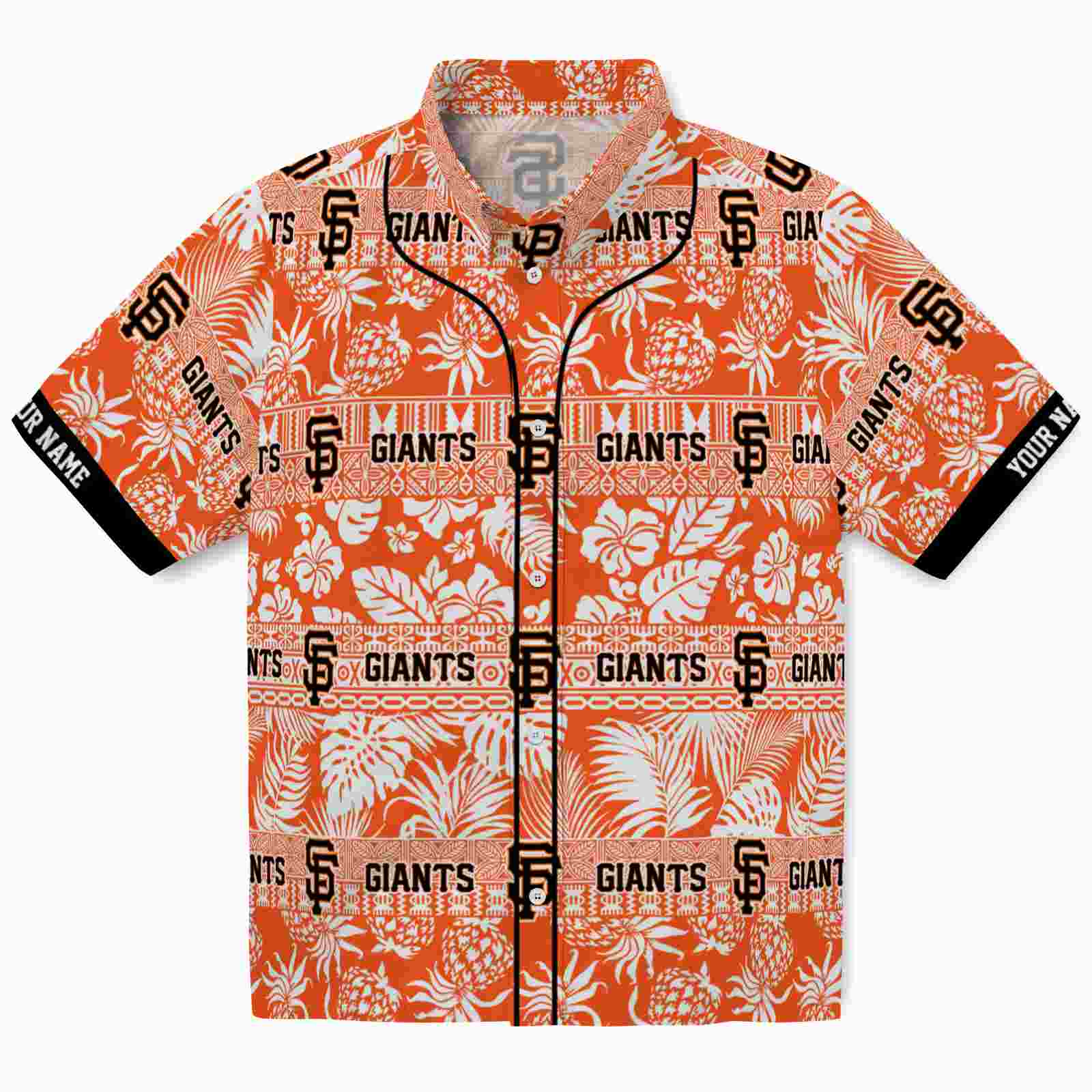 Keptsake Custom San Francisco Giants Tribal Stripes Orange White Premium Hawaiian Shirt