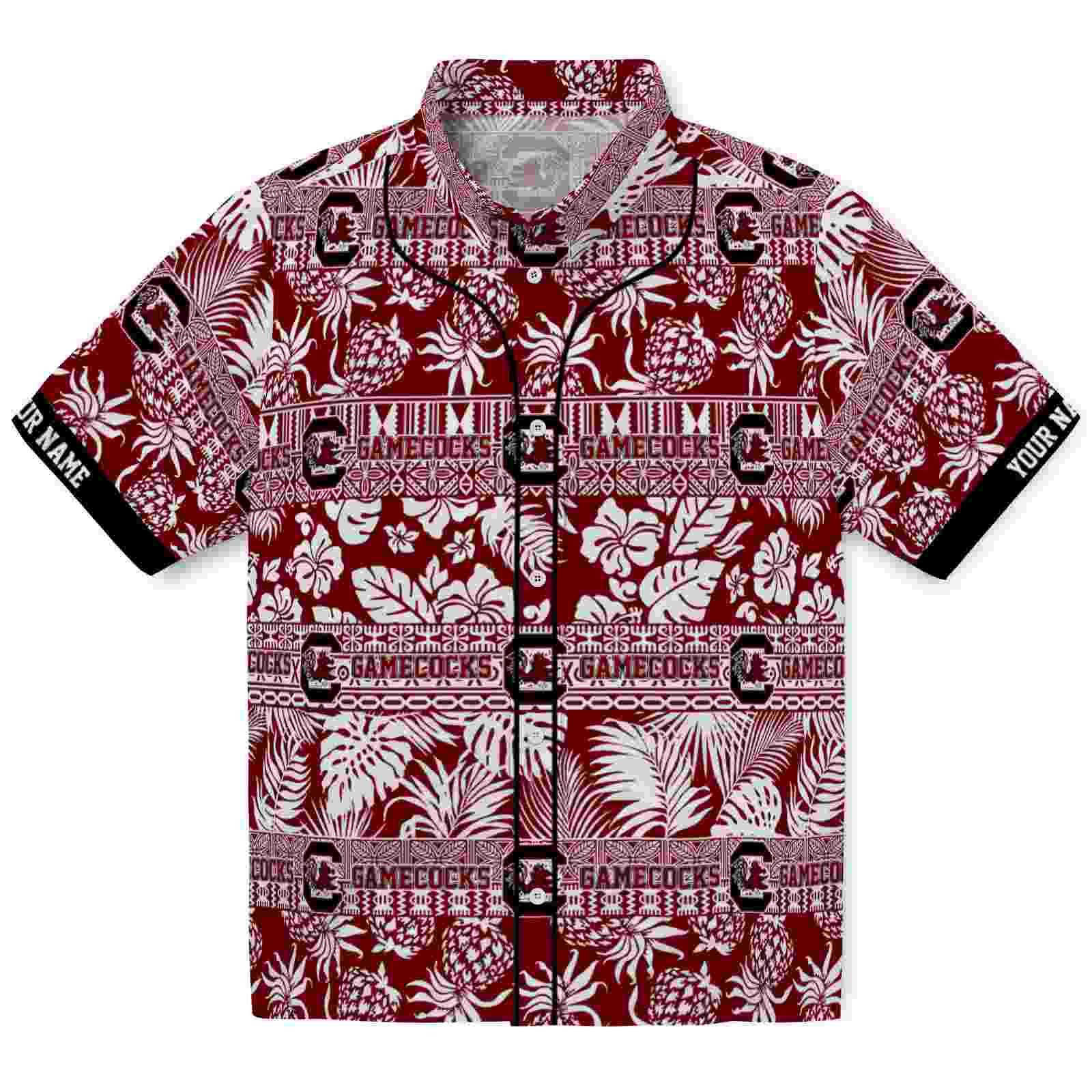 Keptsake Custom South Carolina Gamecocks Tribal Stripes Garnet White Premium Hawaiian Shirt