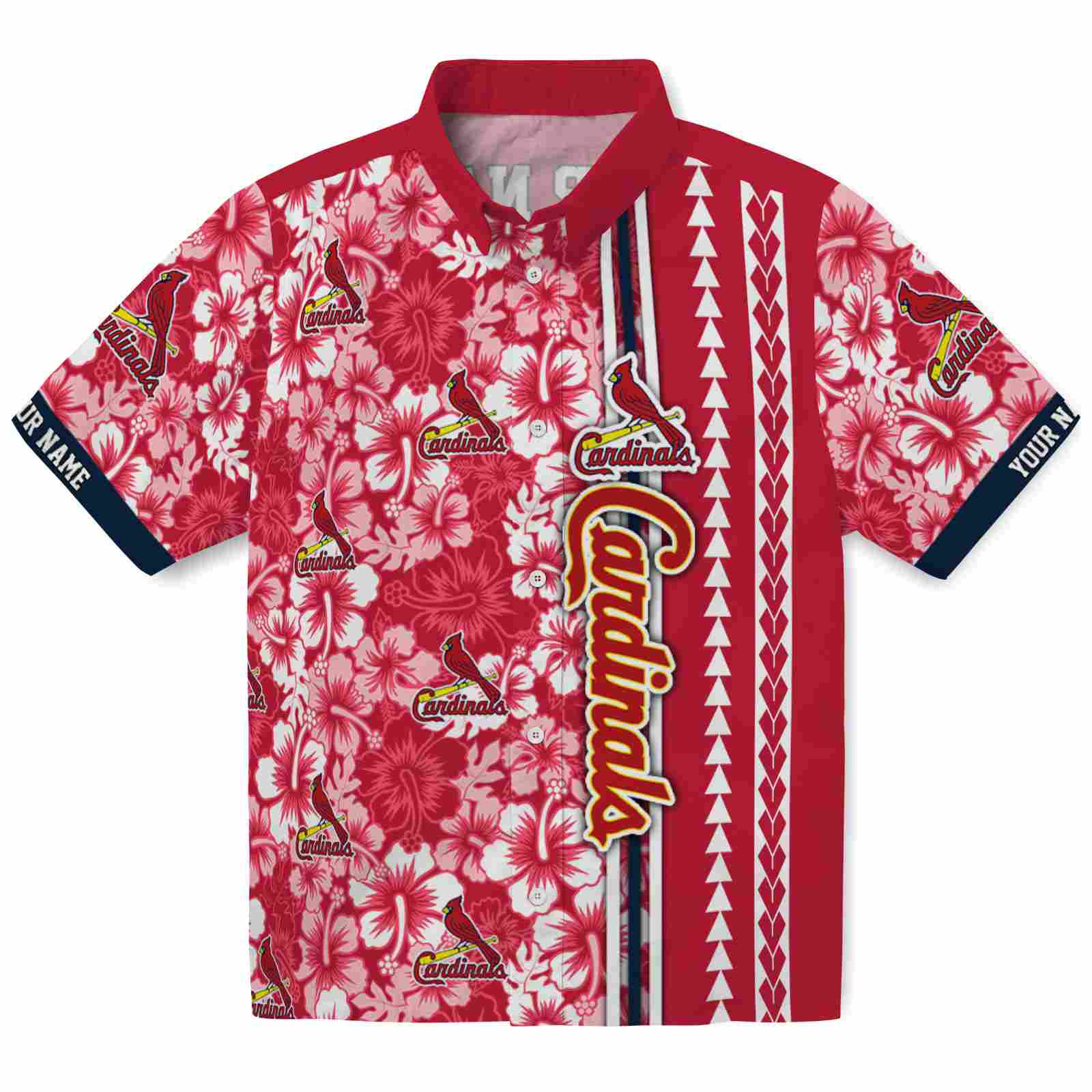 Keptsake Custom St. Louis Cardinals Hibiscus Arrows Red White Premium Hawaiian Shirt