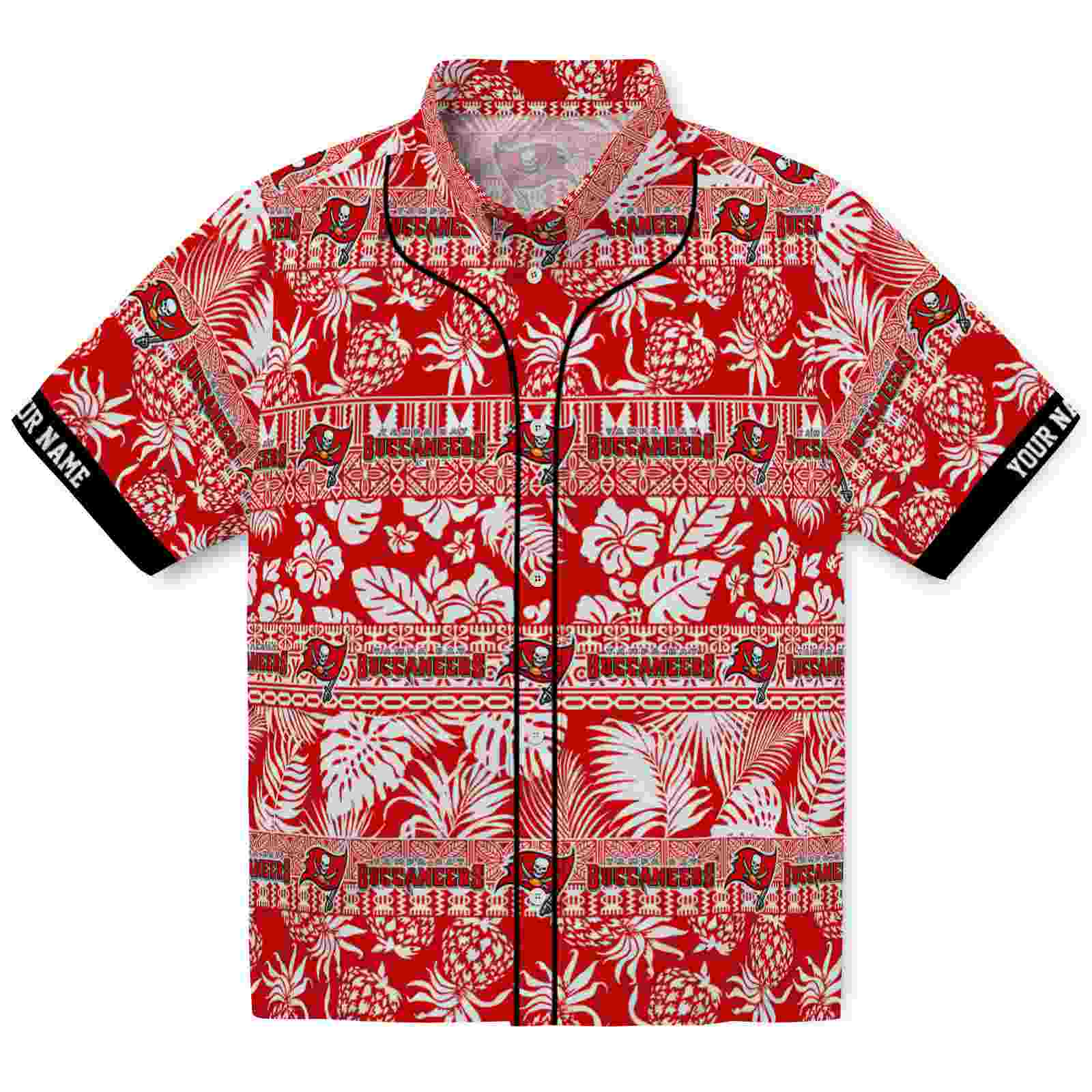 Keptsake Custom Tampa Bay Buccaneers Tribal Stripes Red White Premium Hawaiian Shirt