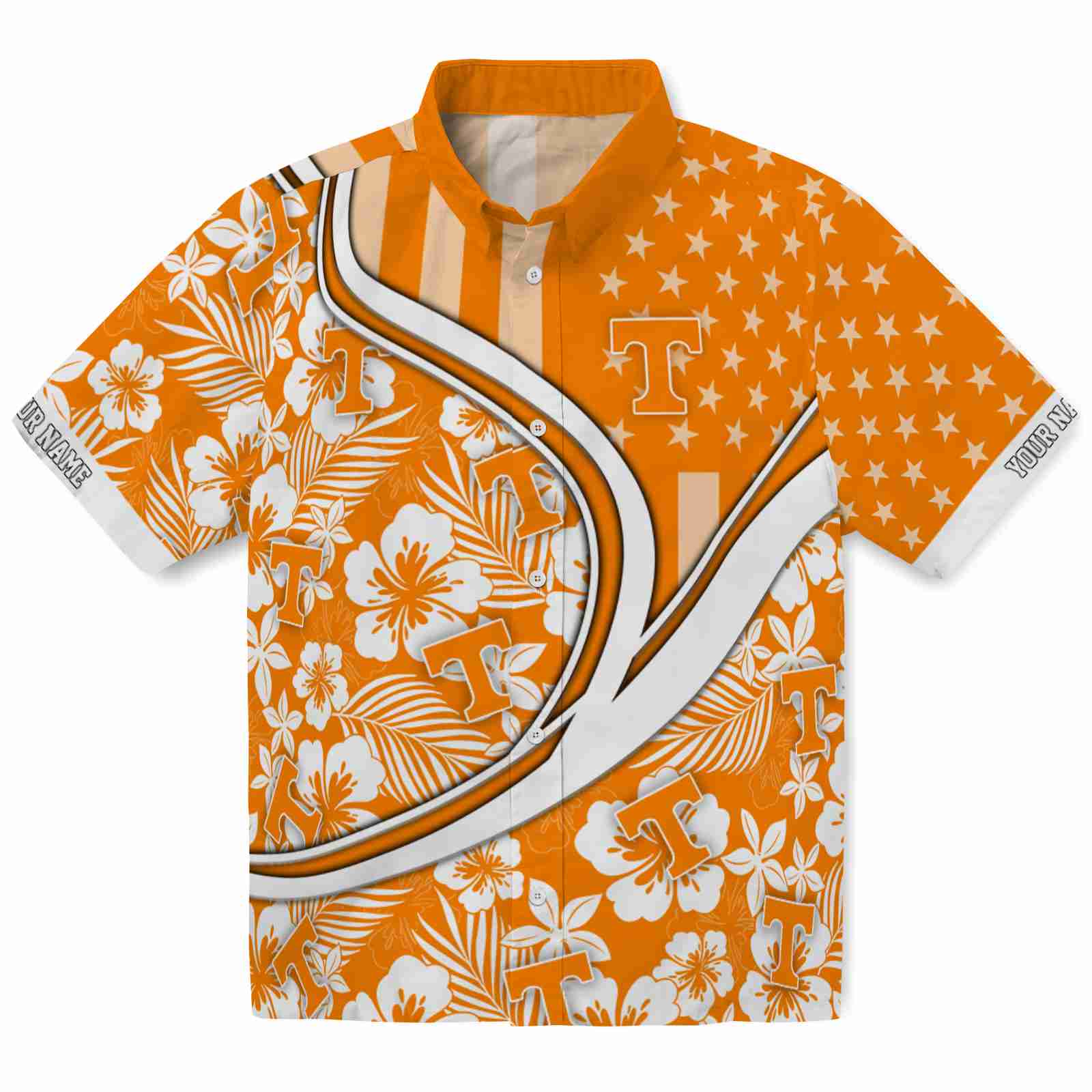 Keptsake Custom Tennessee Volunteers Floral Wave Orange White Premium Hawaiian Shirt