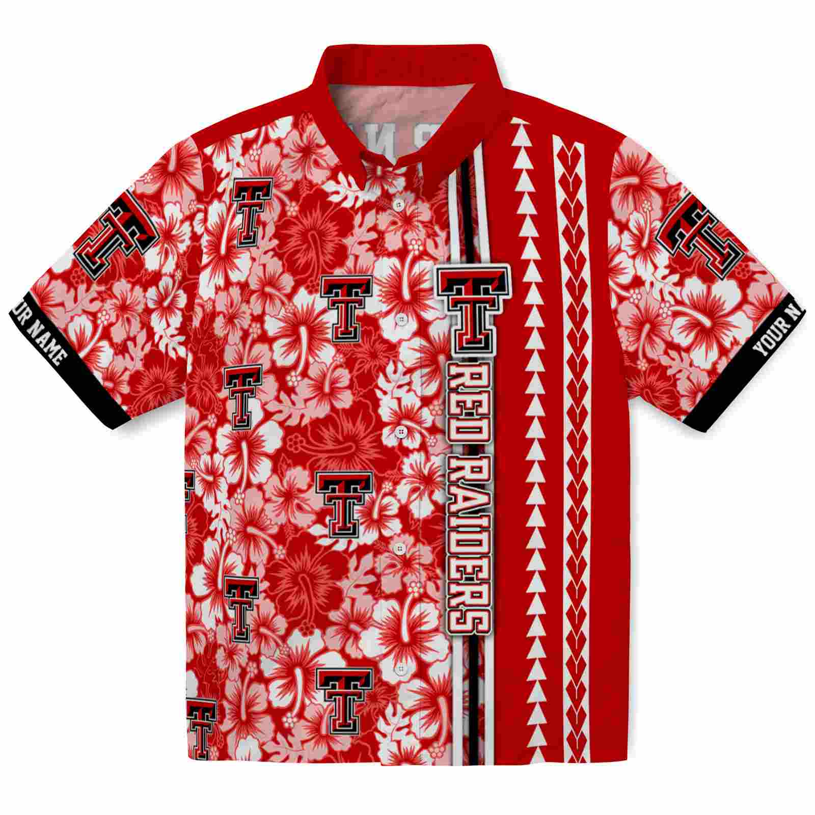 Keptsake Custom Texas Tech Red Raiders Hibiscus Arrows Red White Premium Hawaiian Shirt