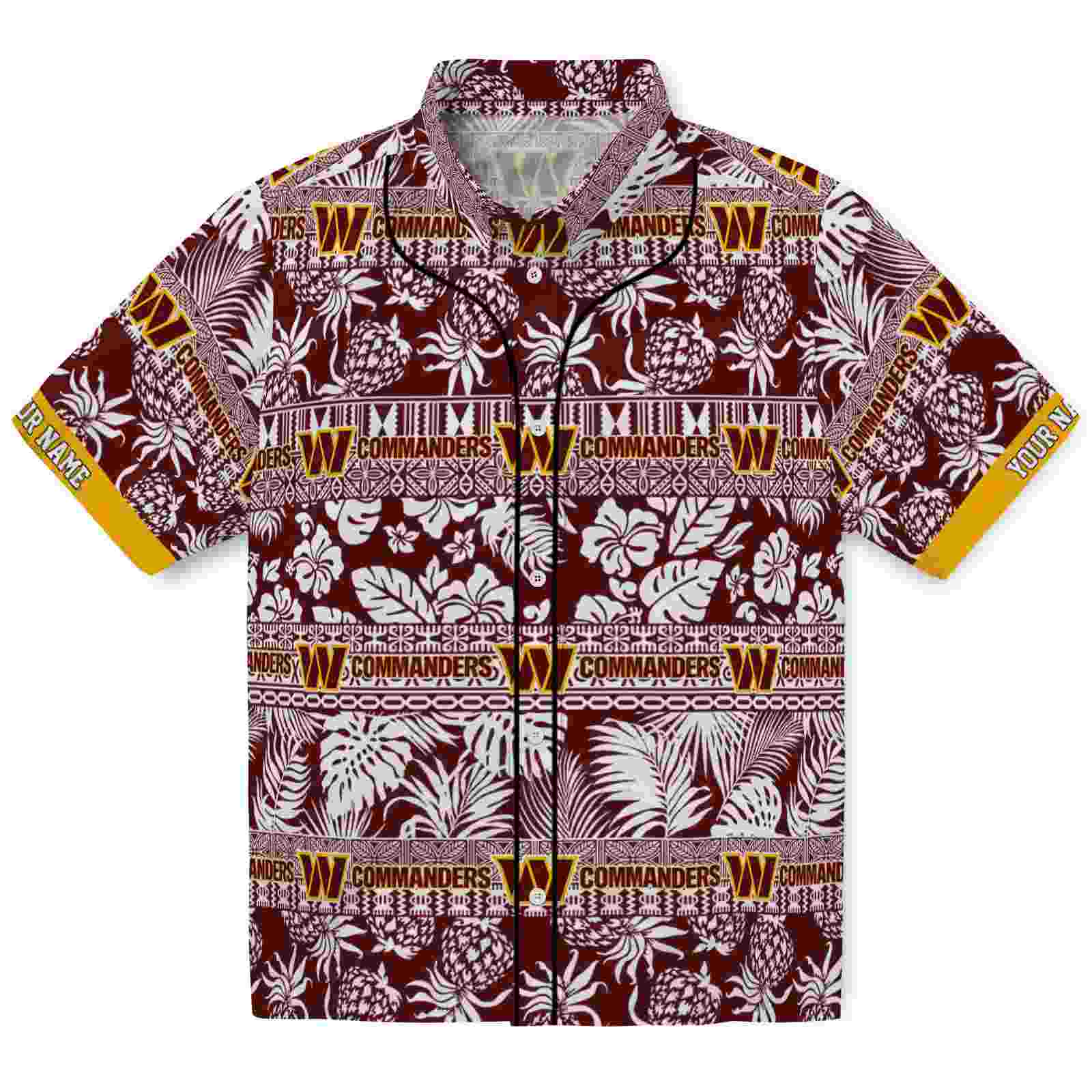 Keptsake Custom Washington Commanders Tribal Stripes Burgundy White Premium Hawaiian Shirt