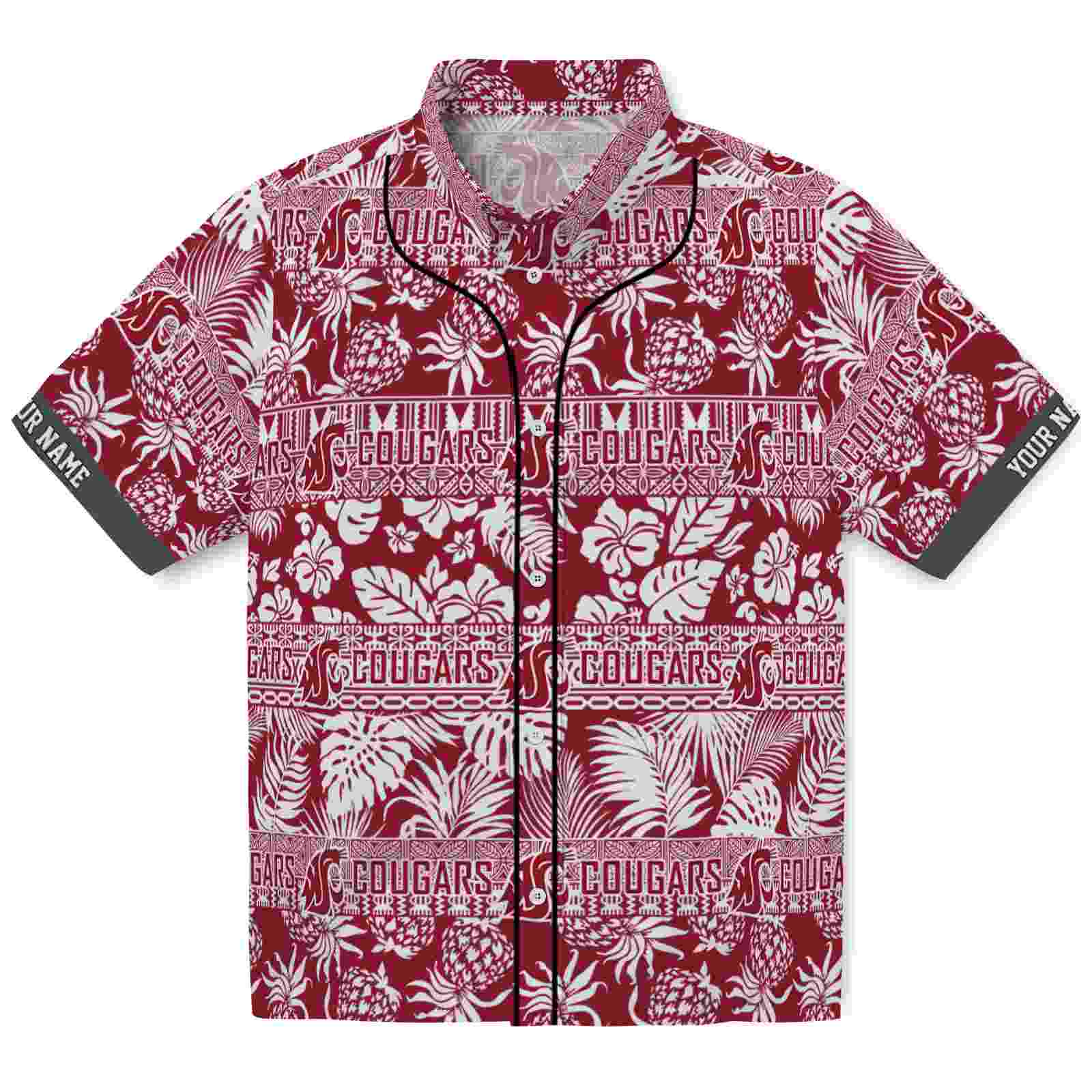 Keptsake Custom Washington State Cougars Tribal Stripes Crimson White Premium Hawaiian Shirt