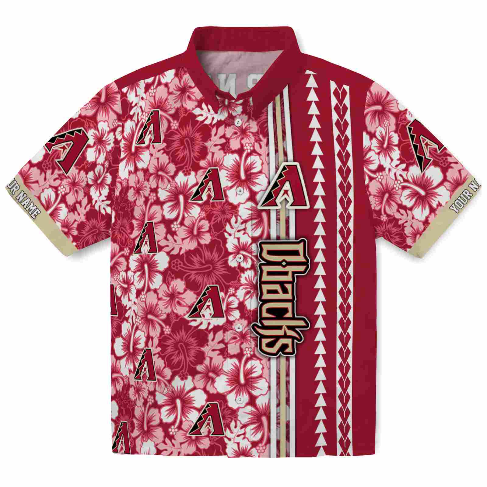 Keptsake Customized Arizona Diamondbacks Hibiscus Arrows Red White Premium Hawaiian Shirt