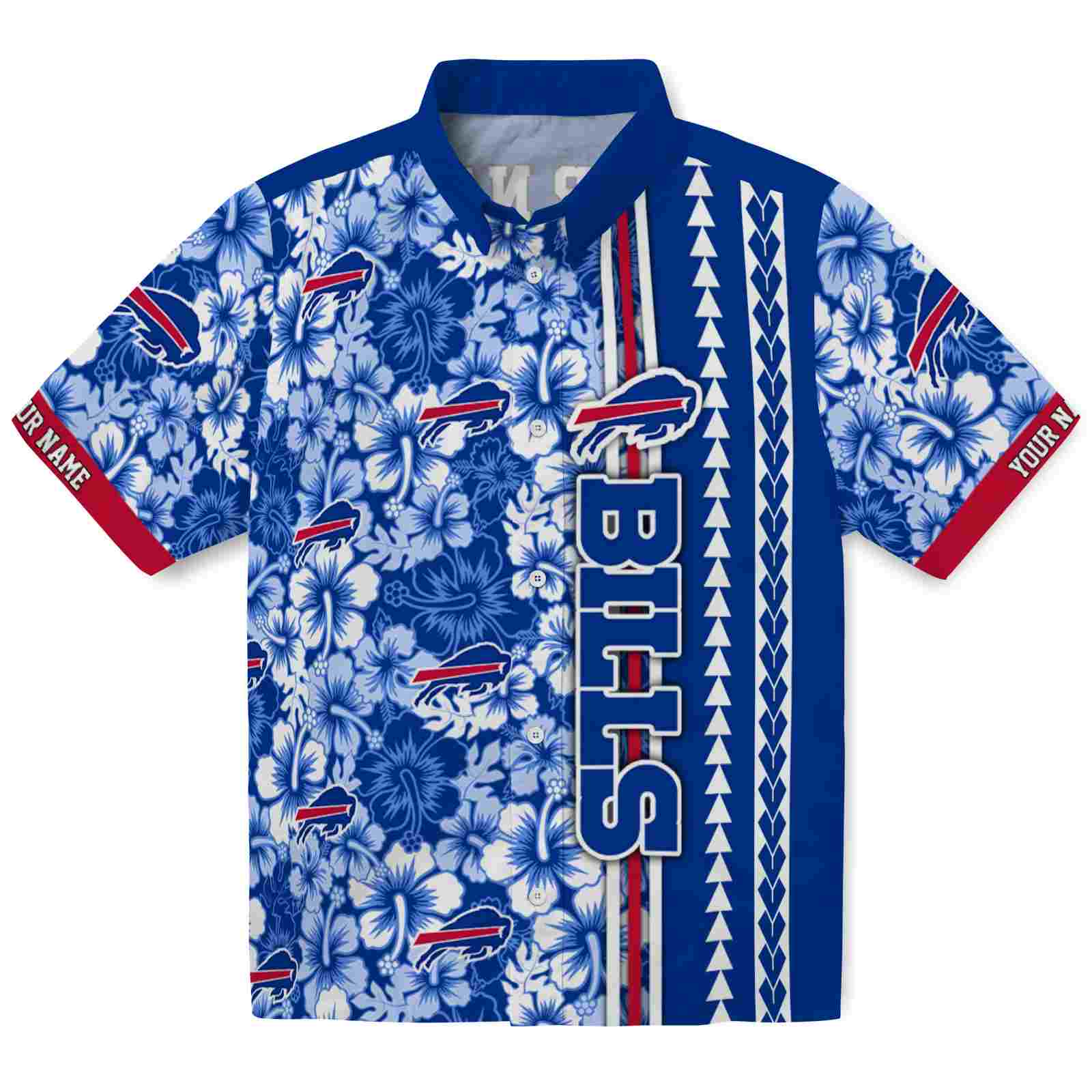 Keptsake Customized Buffalo Bills Hibiscus Arrows Blue White Premium Hawaiian Shirt