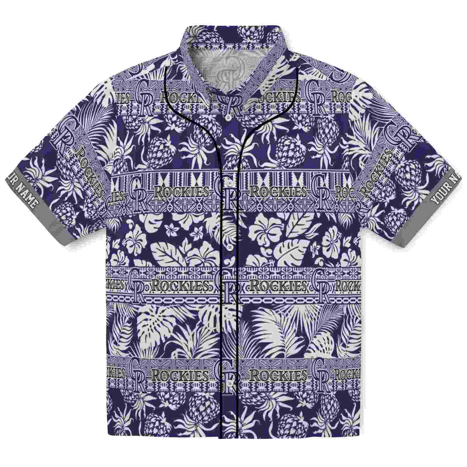 Keptsake Customized Colorado Rockies Tribal Stripes Blue White Premium Hawaiian Shirt