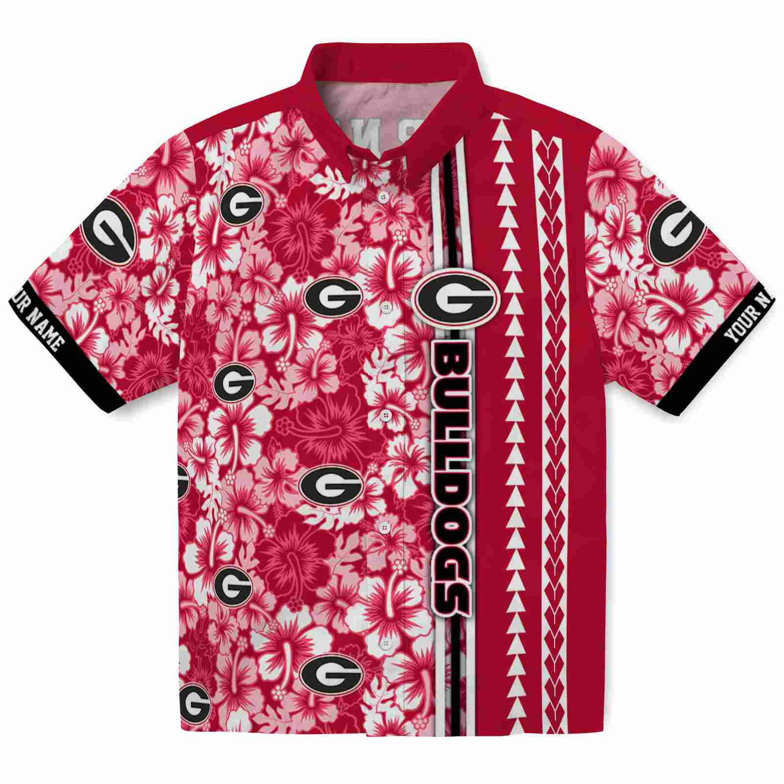 Keptsake Customized Georgia Bulldogs Hibiscus Arrows Red White Premium Hawaiian Shirt