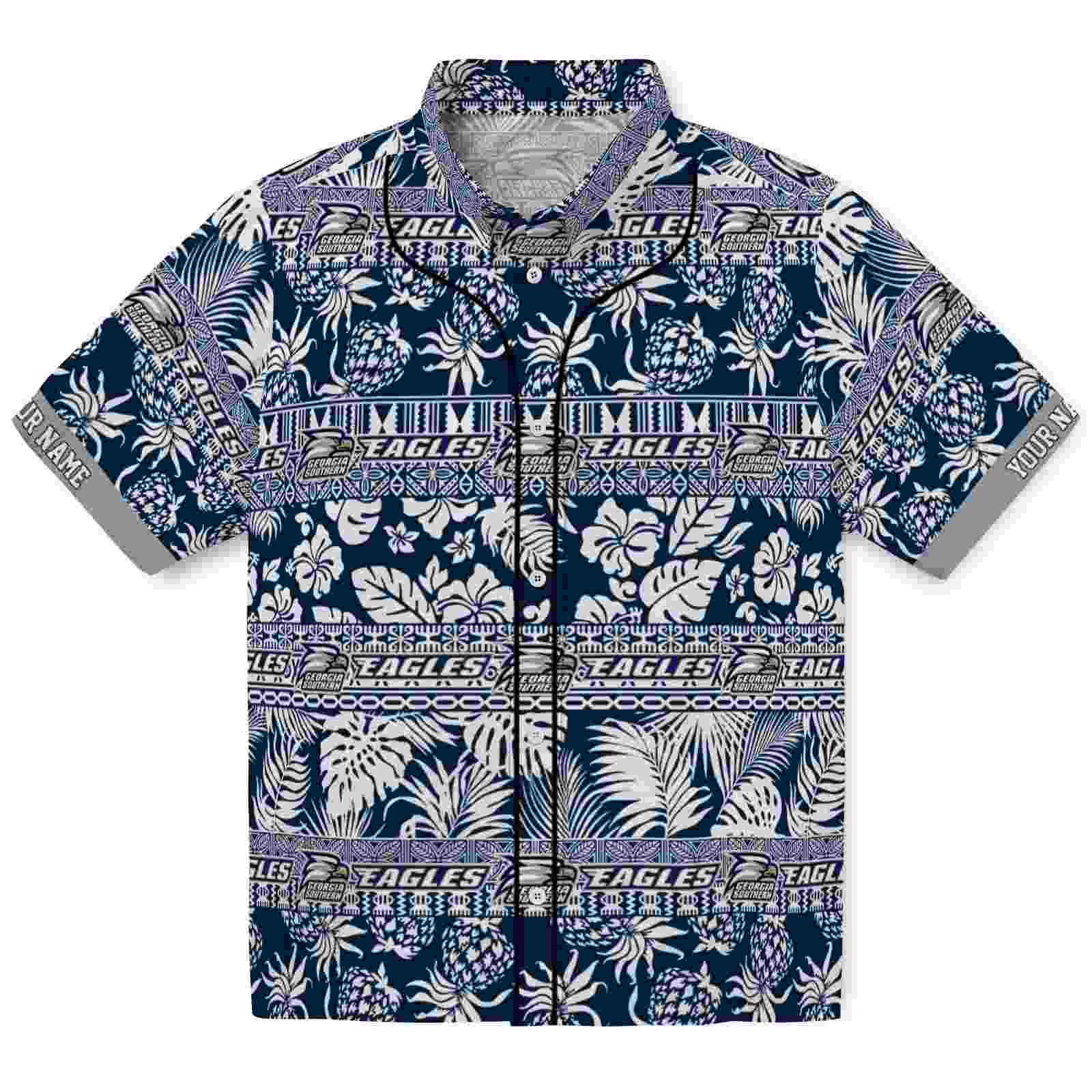 Keptsake Customized Georgia Southern Eagles Tribal Stripes Blue White Premium Hawaiian Shirt